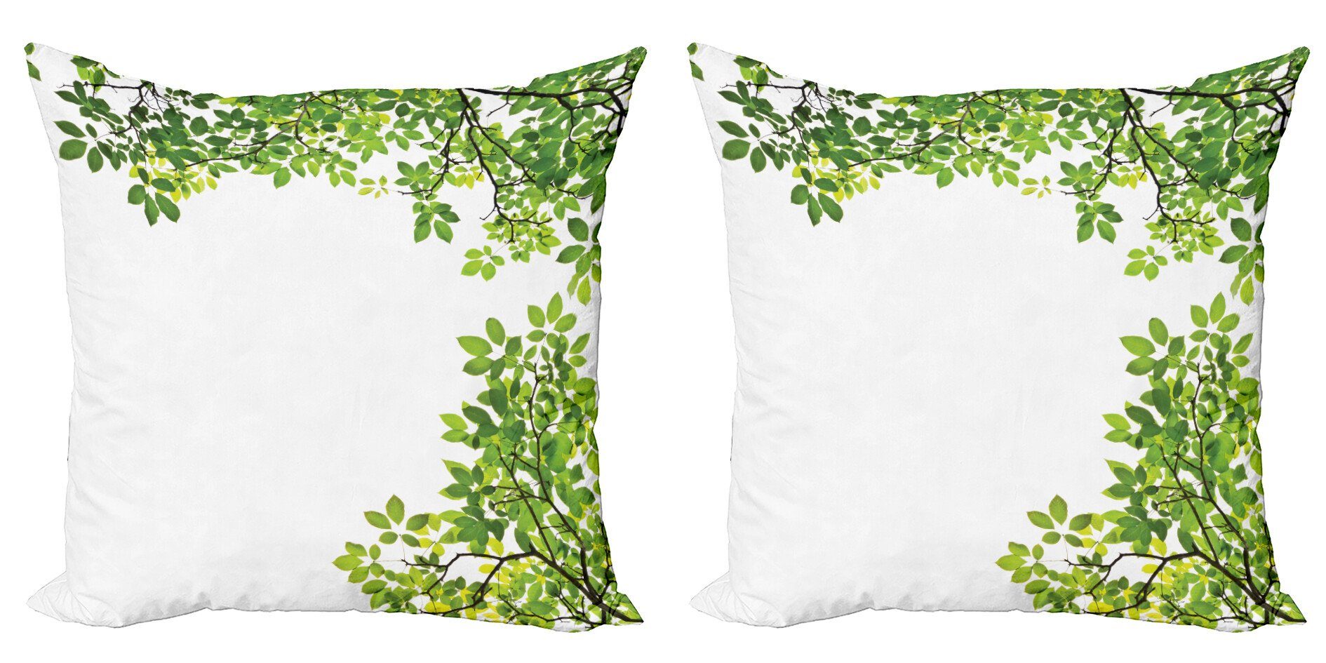 Kissenbezüge Modern Accent Doppelseitiger Digitaldruck, Abakuhaus (2 Stück), Baum Frischer Zweig mit Blättern | Kissenbezüge