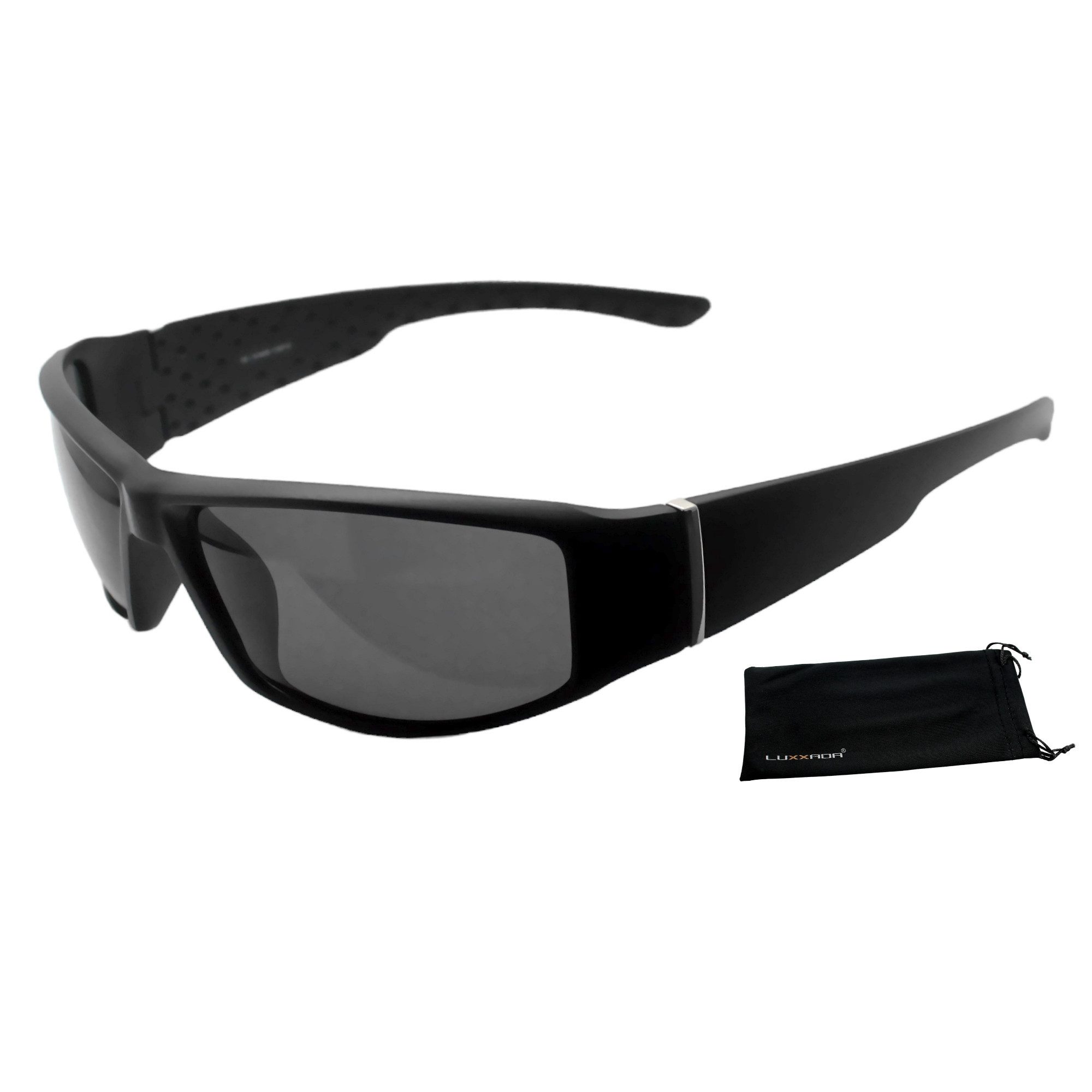 Rennec Sonnenbrille (1x Sportbrille schnelle Brille mit Hardcase Brillenbeutel) Wrap Around Sportbrille mit Polarisierten Linsen