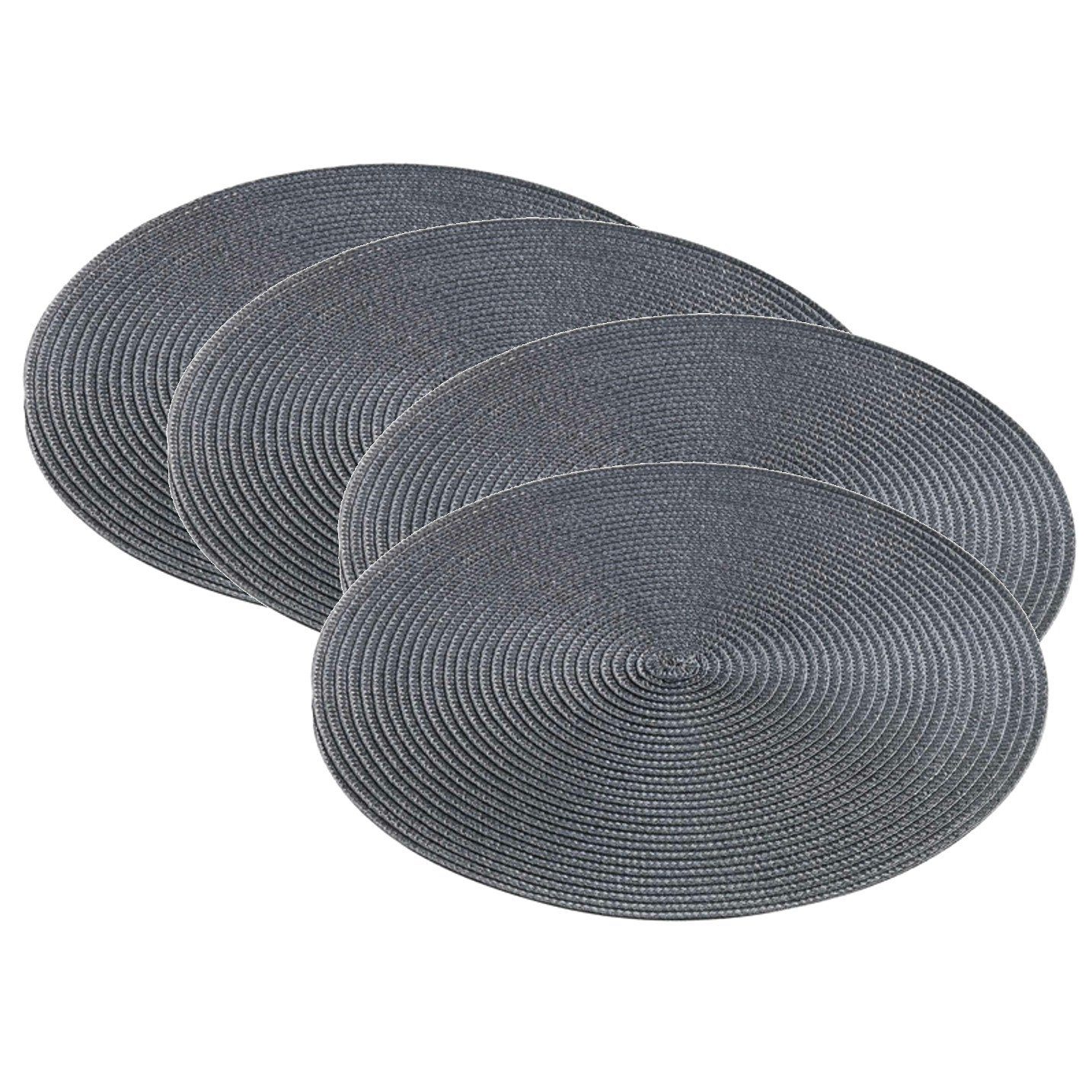 Macosa Home Platzset Tischsets abwaschbar rund 4er Set Anthrazit Kunststoff Unterlage, (Set, 4-St), Tischset, Platzdeckchen
