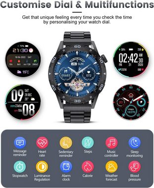 Lige Smartwatch (1,32 Zoll, Android iOS), Herren mit Telefonfunktion Fitnessuhr IP67 Wasserdicht 123 Sportmodi
