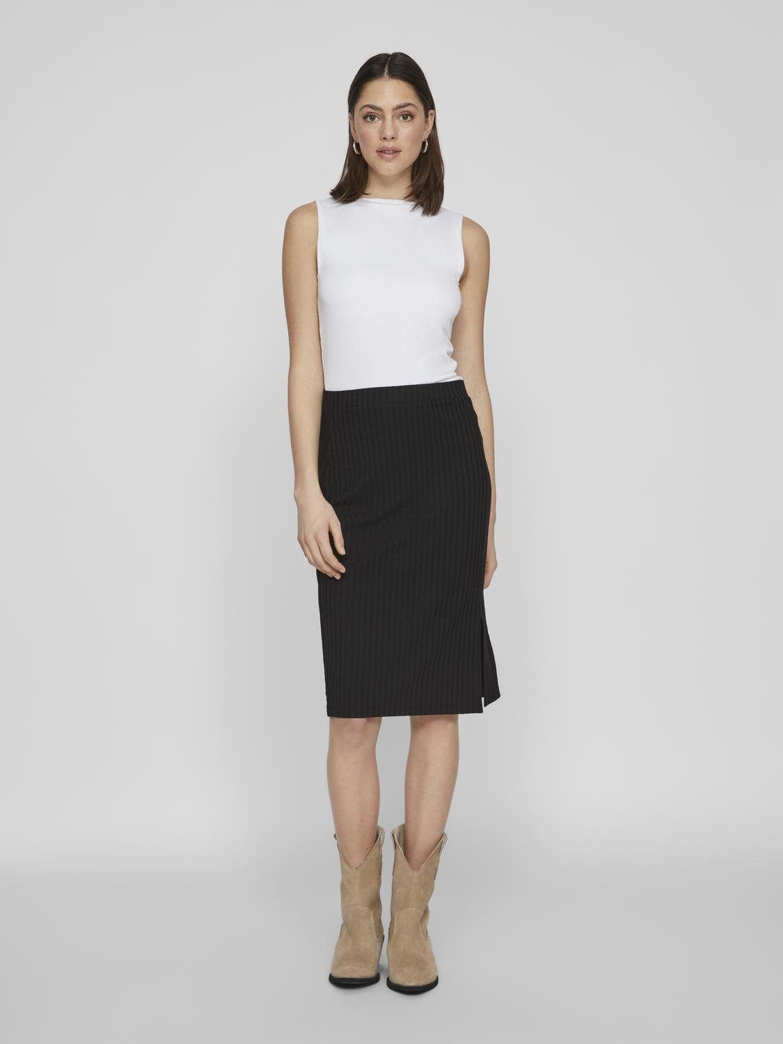 Vila Sommerrock Gerippt Jersey Bleistift High Waist Midi Skirt VIRIBINI HW SKIRT- NOOS