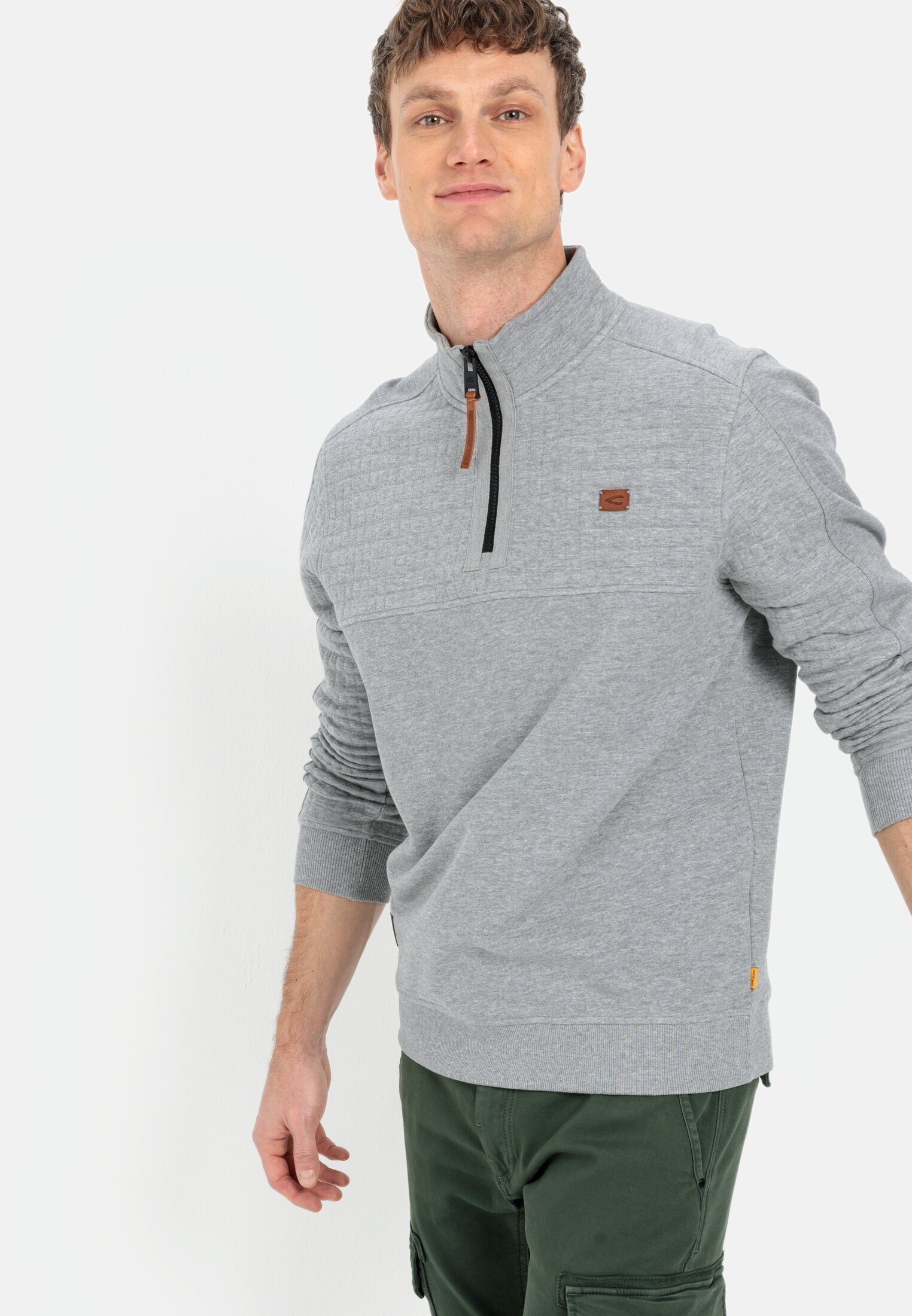 camel active Sweatshirt mit Troyer-Kragen Langarm Stehkragen