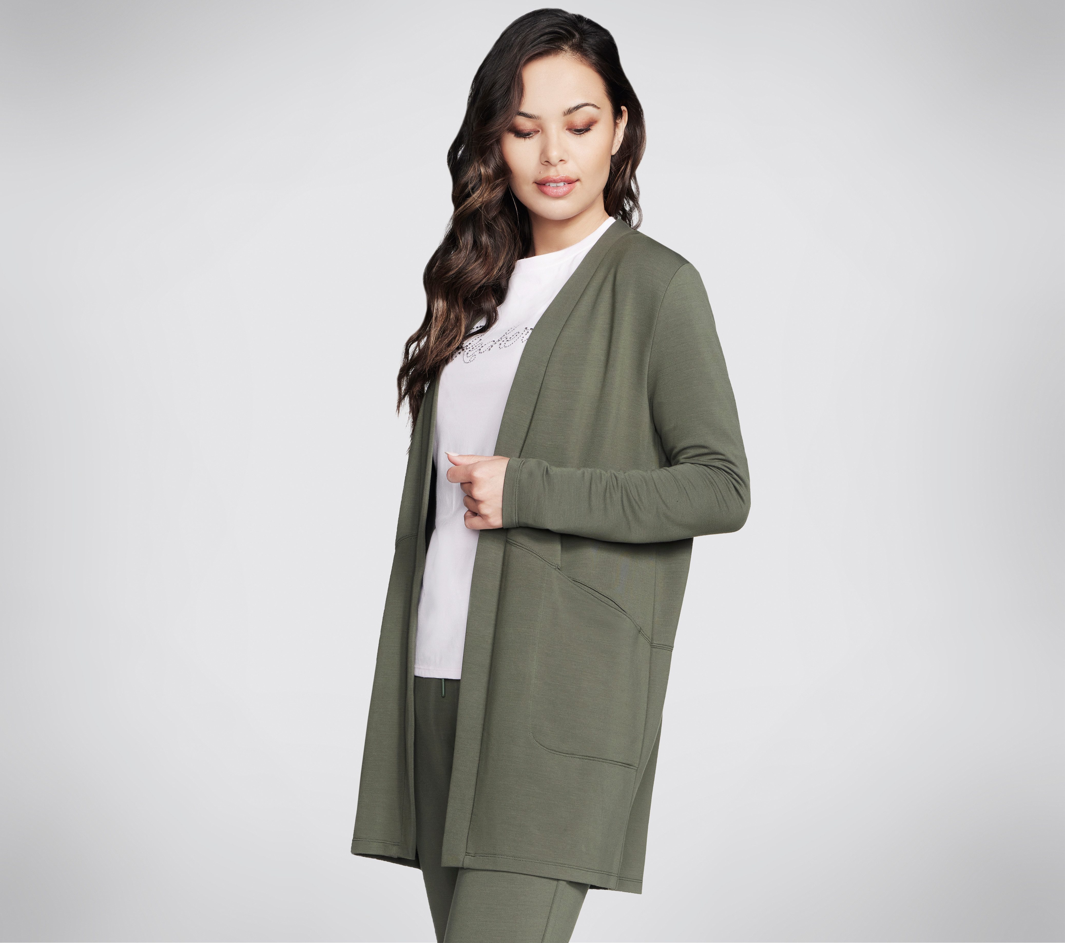 Skechers Cardigan sportlicher Cardigan, Langarm-Design, ohne Verschluss