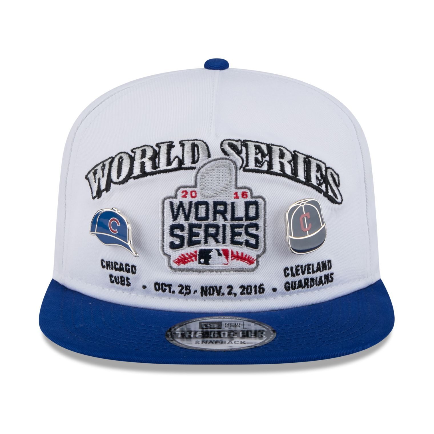 New Era Snapback Cap Golfer WORLD SERIES 2016 PIN Cubs Indians