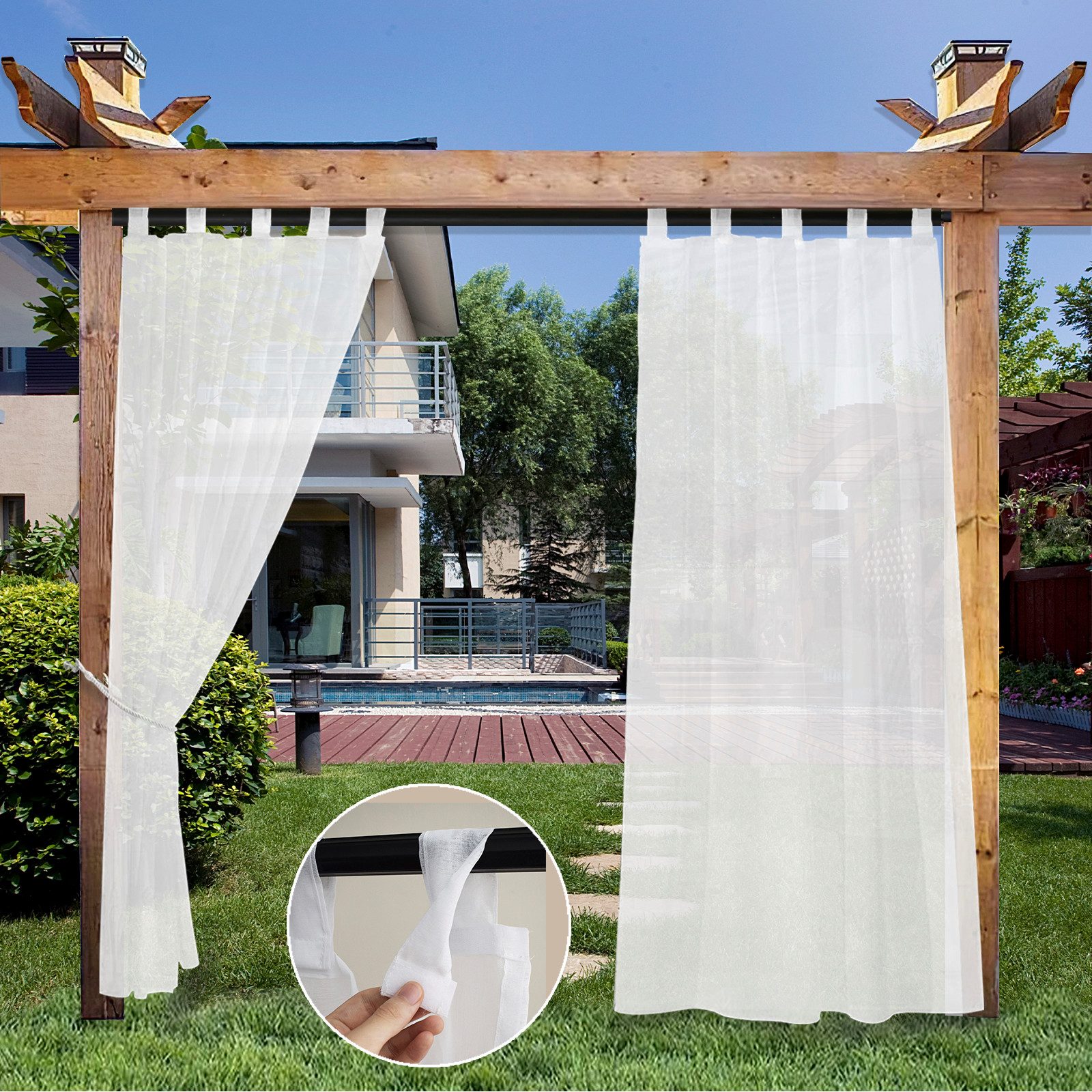 BTTO V&G Outdoorvorhang Wasserdichter Gardinen,Transparenter Balkon günstig online kaufen
