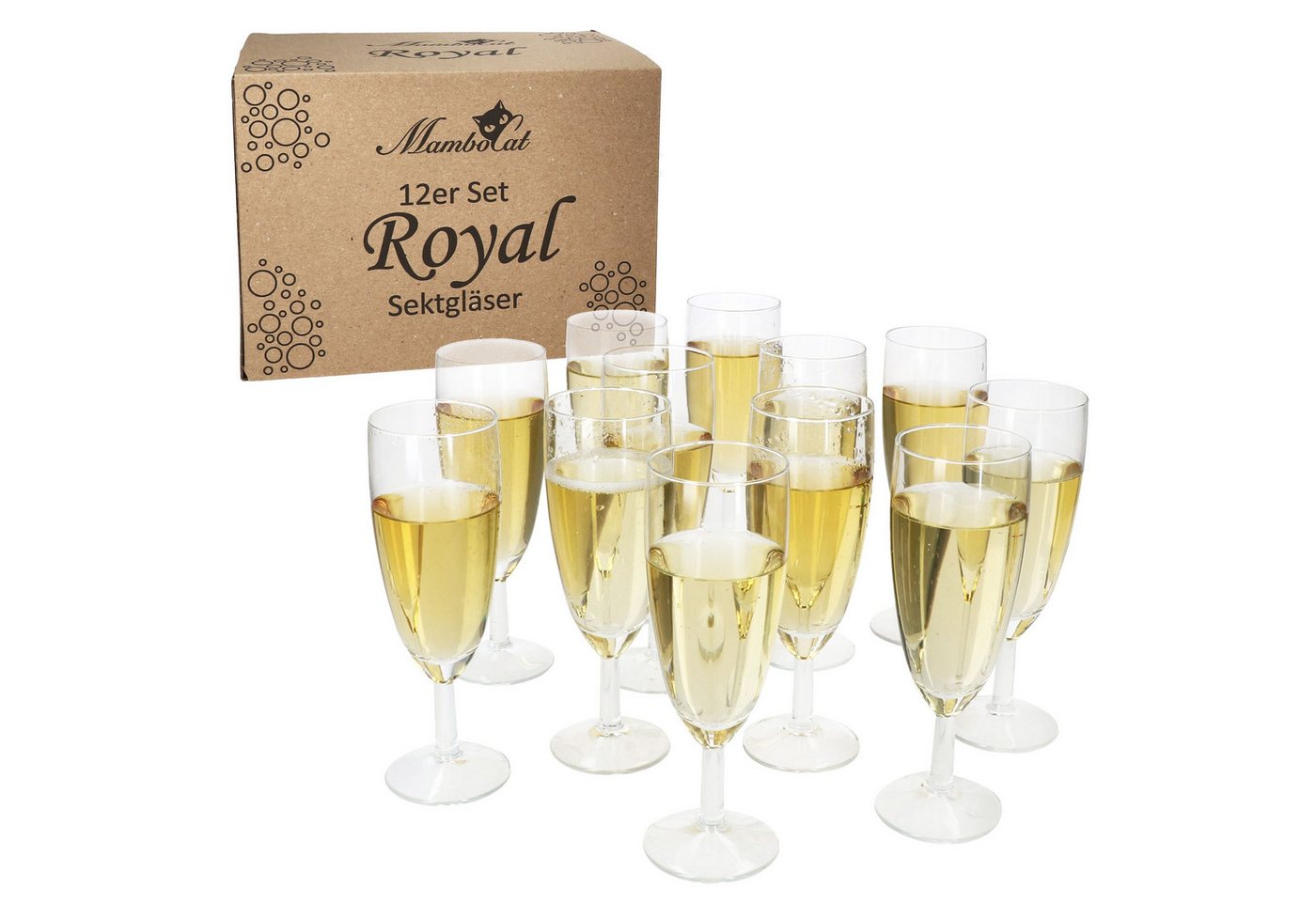 MamboCat Sektglas 12er Set Royal Sektgläser 140ml Champagner-Glas klare Prosecco Party, Glas