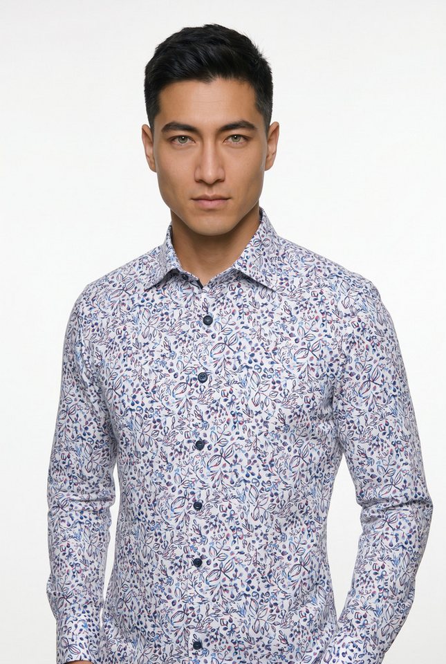 MARVELIS Langarmhemd New York Kentkragen, floraler Print, body fit