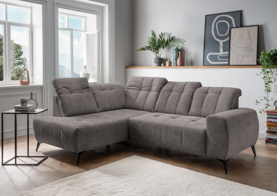 Myhomelando Ecksofa Summer Corto, mit Elektrofunktion, verstellbare Kopflehnen, hochwertiger Corto-Stoff