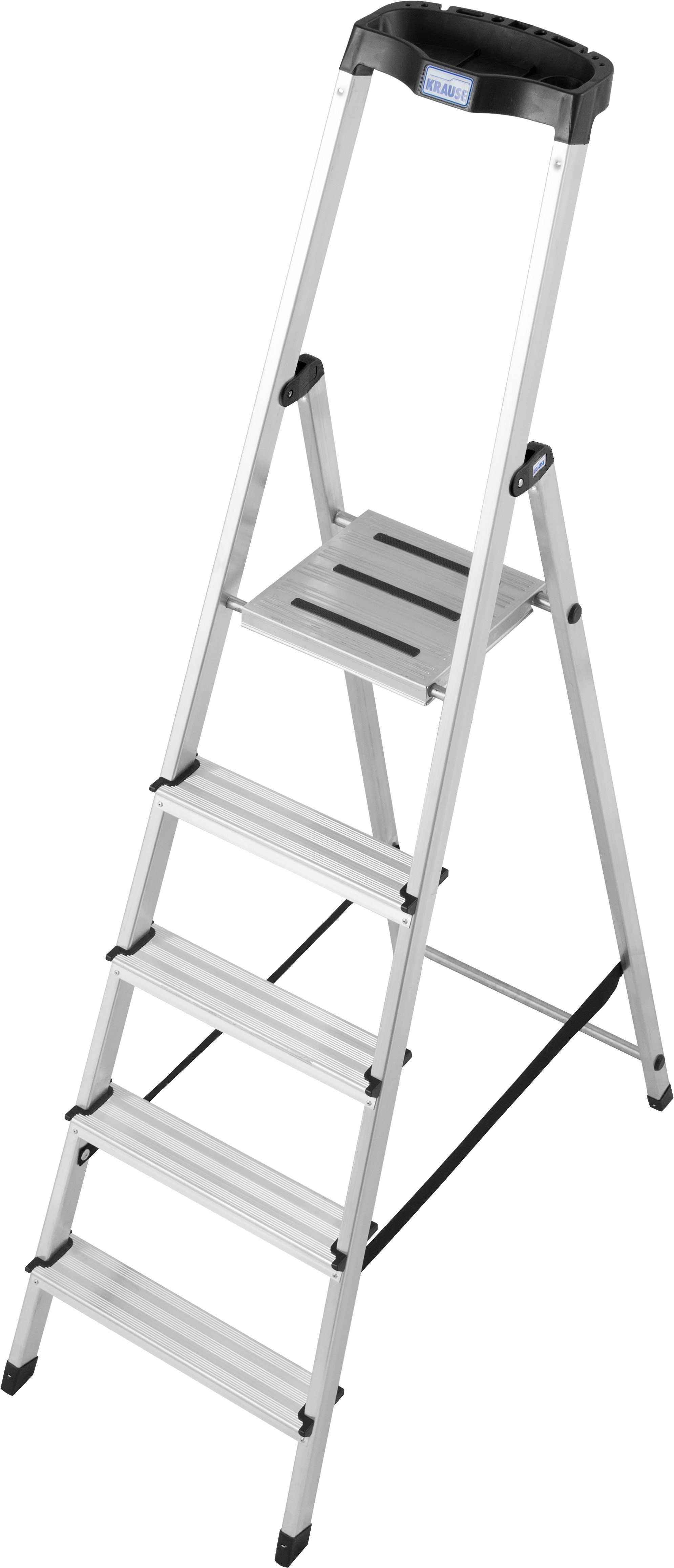 KRAUSE Stehleiter Safety, Aluminium, 1x5 Stufen, Arbeitshöhe ca. 305 cm