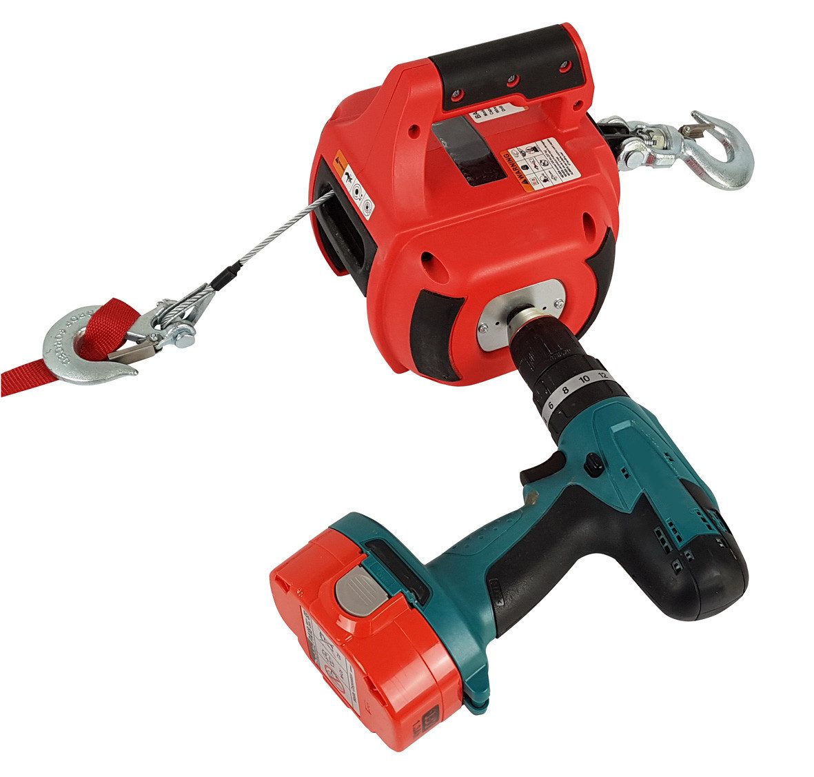 Berger & Schröter Seilwinde Drill Winch, Seilwinde für Akkuschrauber, 225kg Zugkraft