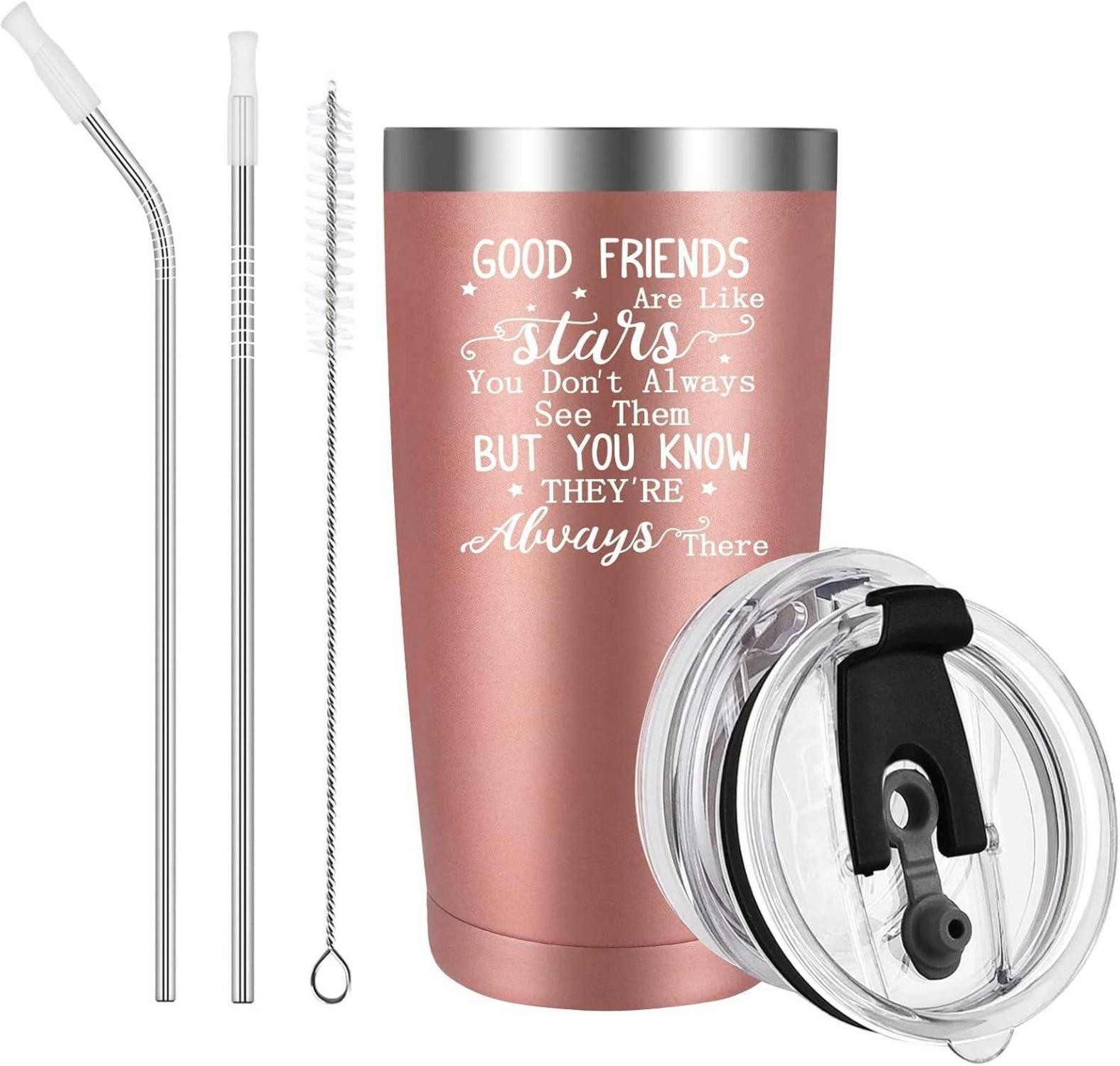 LuxusKollektion Thermobecher Tasse 600ml Good Friends Are Like Stars Edelstahl Kaffeebecher to go