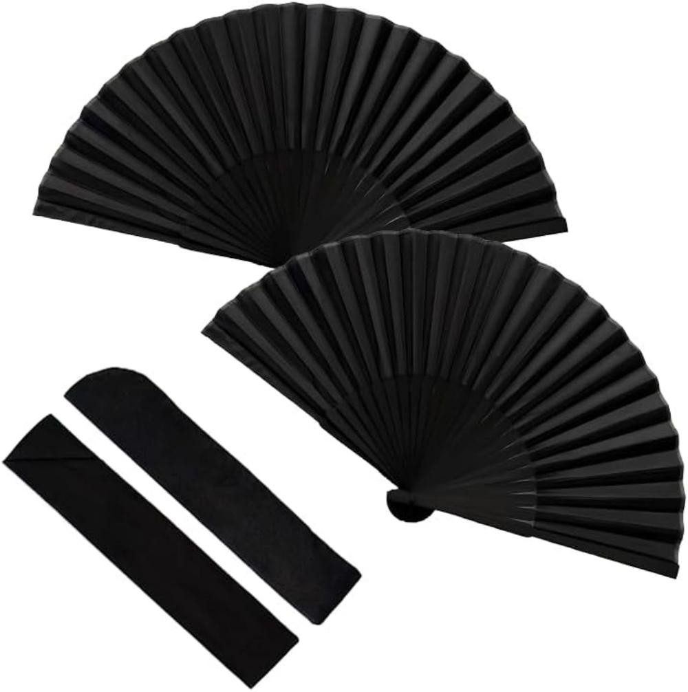 FELIXLEO Handfächer Pack of 2 Hand Fan Black Folding Fan Foldable Hand Fan Black Pocket, (1-tlg)