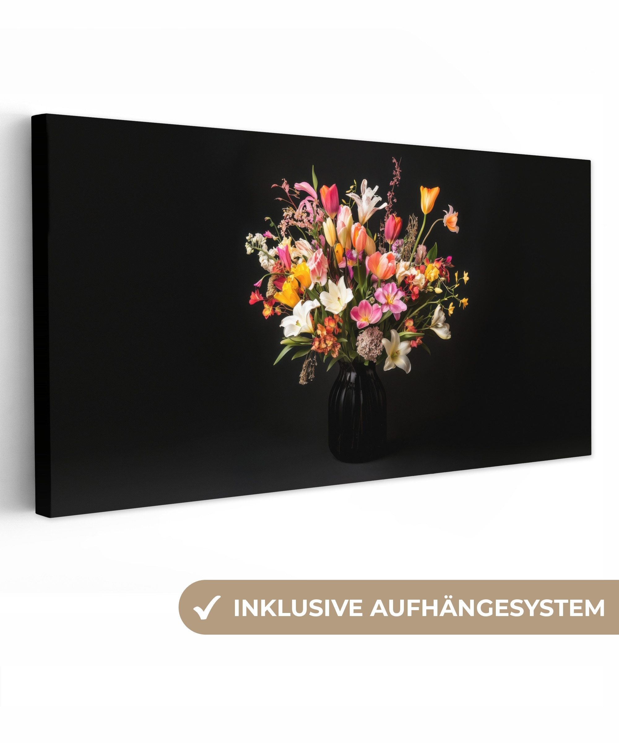 OneMillionCanvasses® Leinwandbild Panorama Vase - Blumen günstig online kaufen