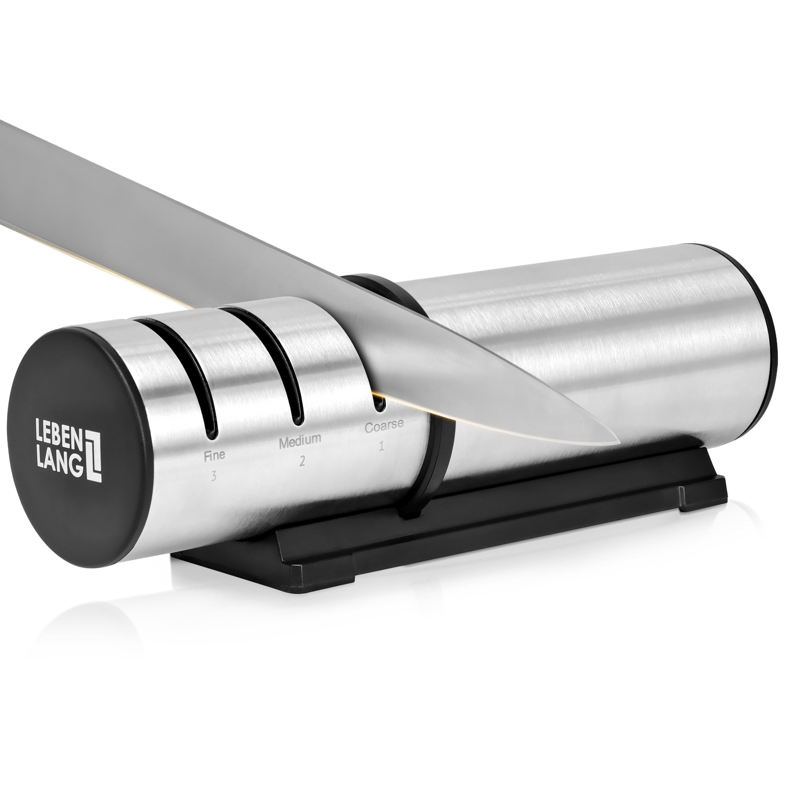 Lebenlang Точилки для ножей 3 Stufen Точилки для ножей - Kompakt für Grob & Fein - Diamant & Keramik, Universeller Точилки для ножей, Robust & Langlebig, Ergonomisches Design