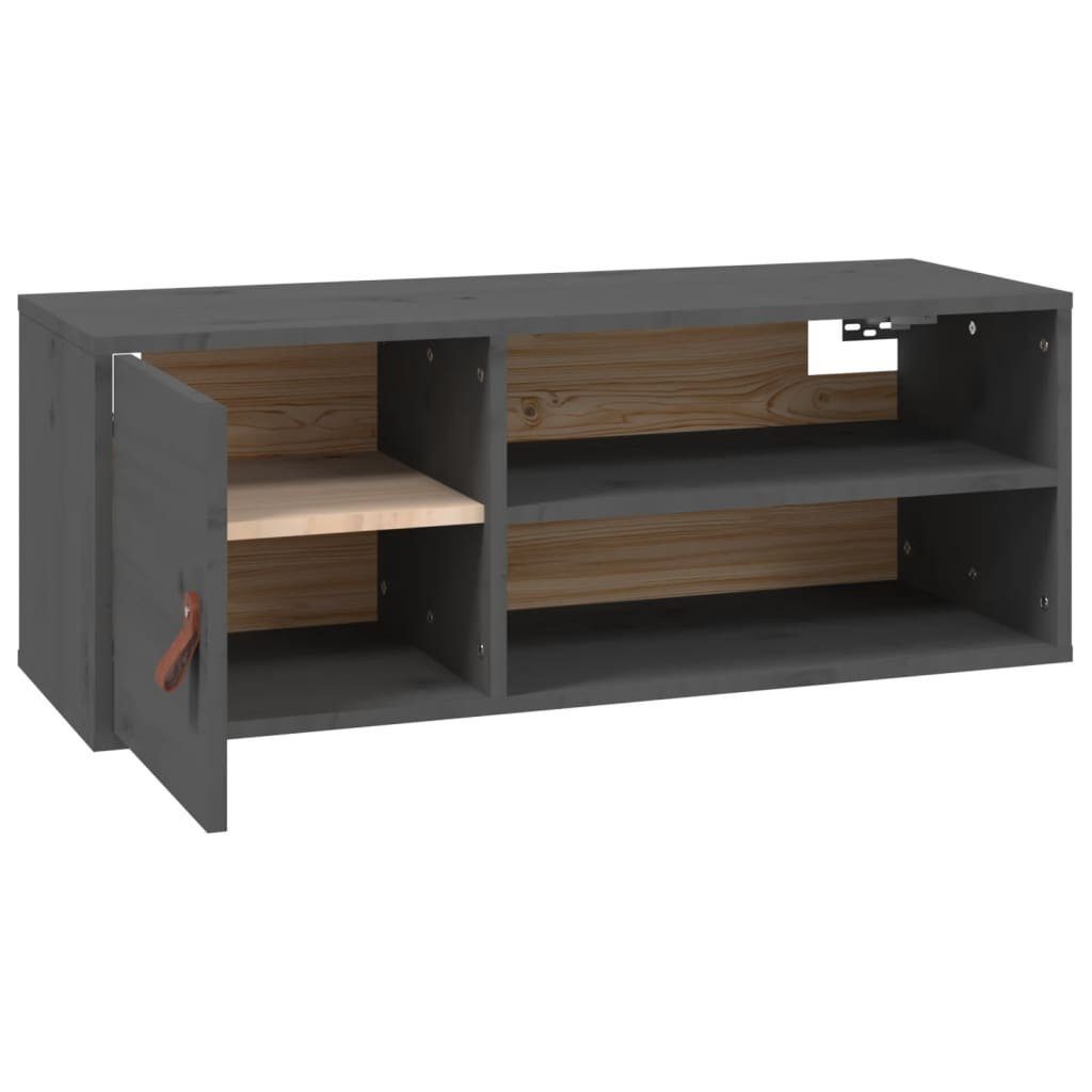 80x30x30 Massivholz Grau 1-tlg. vidaXL Kiefer, Wandschrank cm Regal