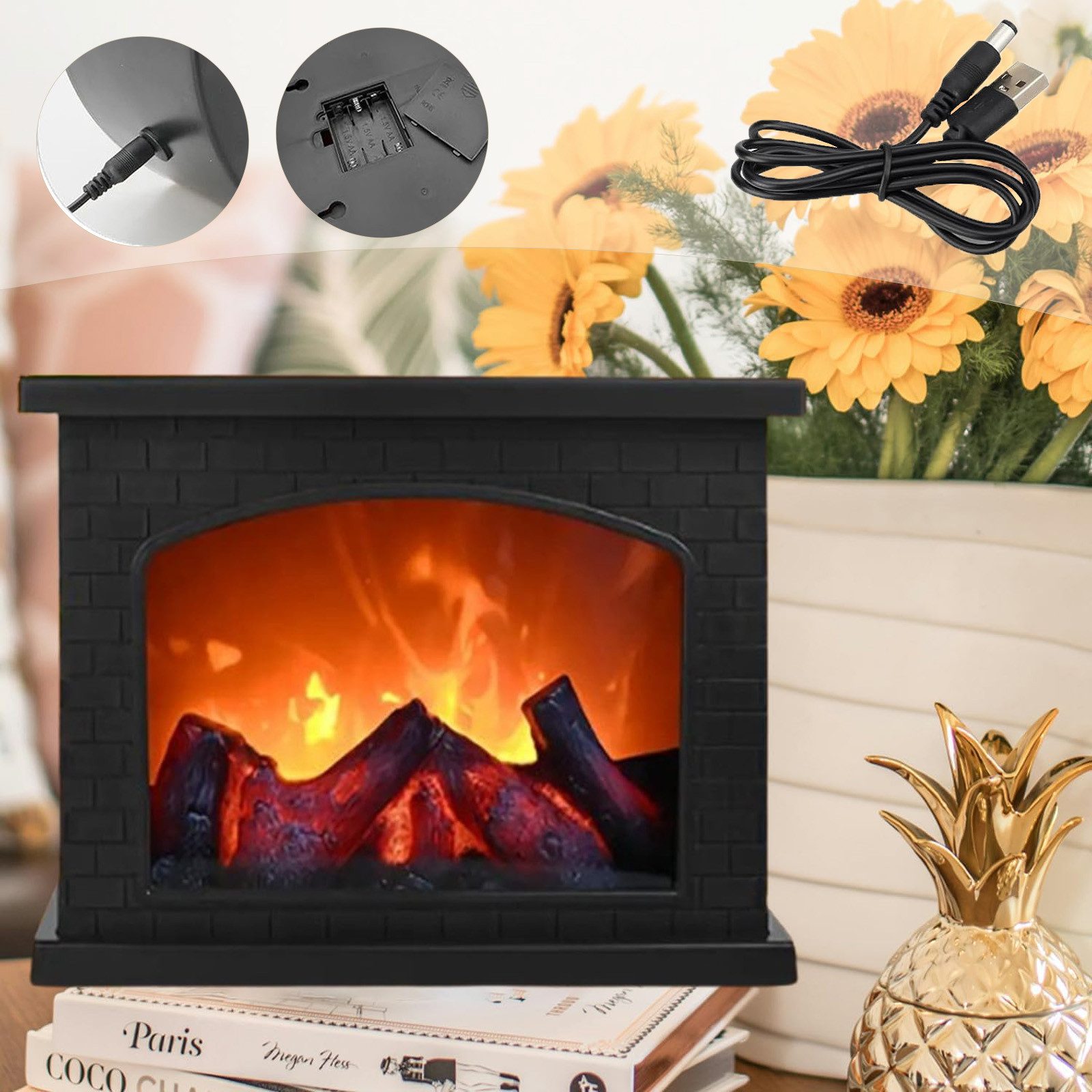 Jibenhome LED Dekolicht LED Kaminlaterne mit realistischem Flammeneffekt US günstig online kaufen