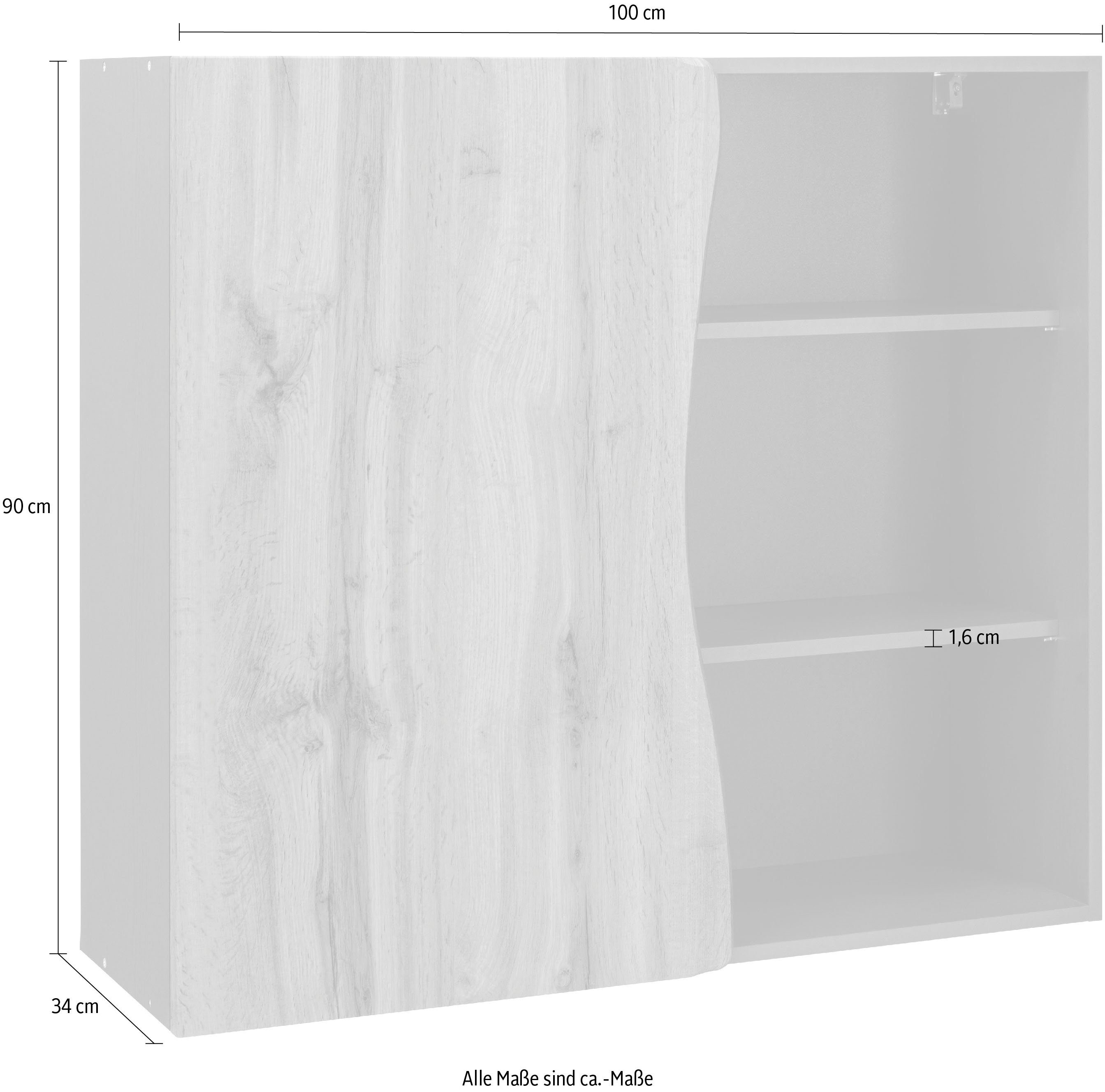 Hängeschrank MÖBEL MDF-Fronten grafit für >>Bruneck<< cm viel | 100 breit, HELD Stauraum, Bruneck graphit/wotaneiche hochwertige