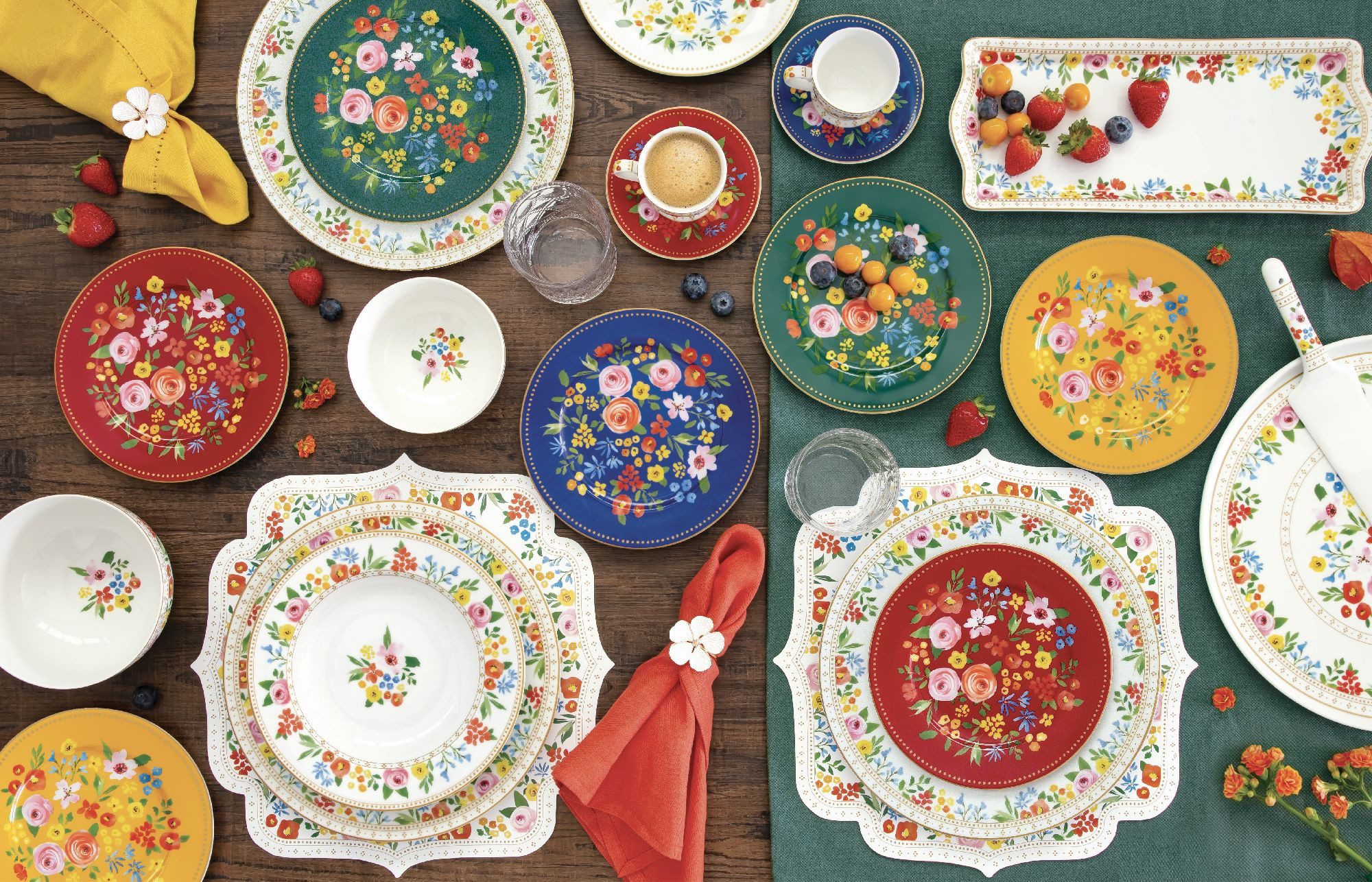 EasyLife Papierserviette Boho Flowers, Spülmaschinengeeignet, Mehrfarbig, Blumen, H: cm