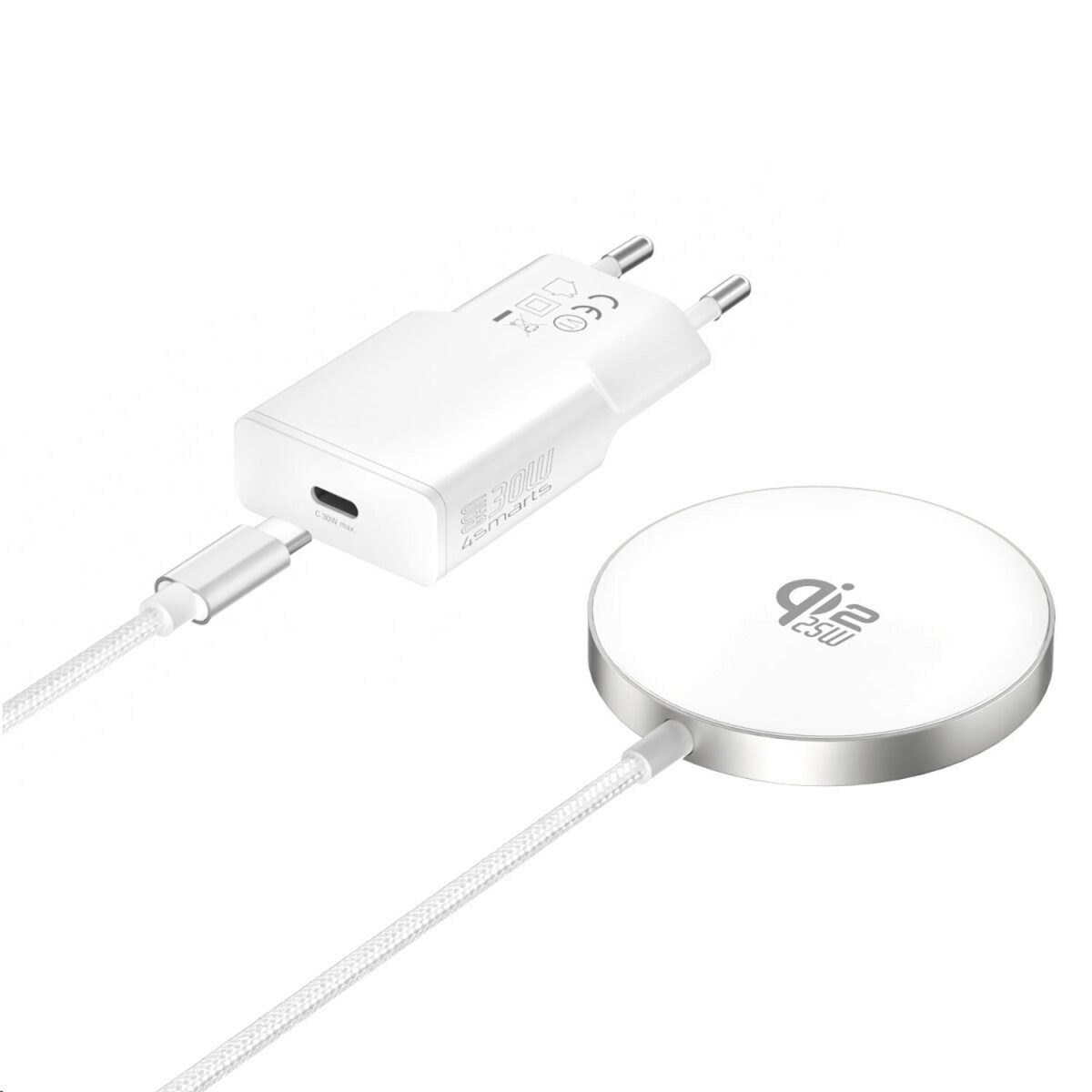 4smarts Kabelloses Lade-Set Wireless Charger (Qi2 zertifiziert, MagSAFE-kompatibel)