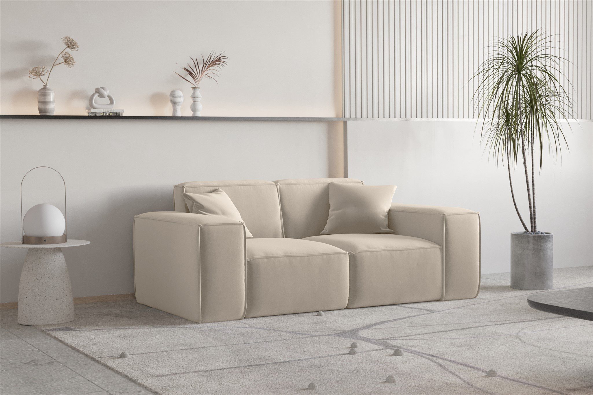 CELES Sofa-Set 1 Rückenkissen, Chaiselongue Sofa und 2-teilig (Inkl. Polstergarnitur 2 Zierkissen) PREMIUM, Fun Möbel 2-Sitzer Inkl.