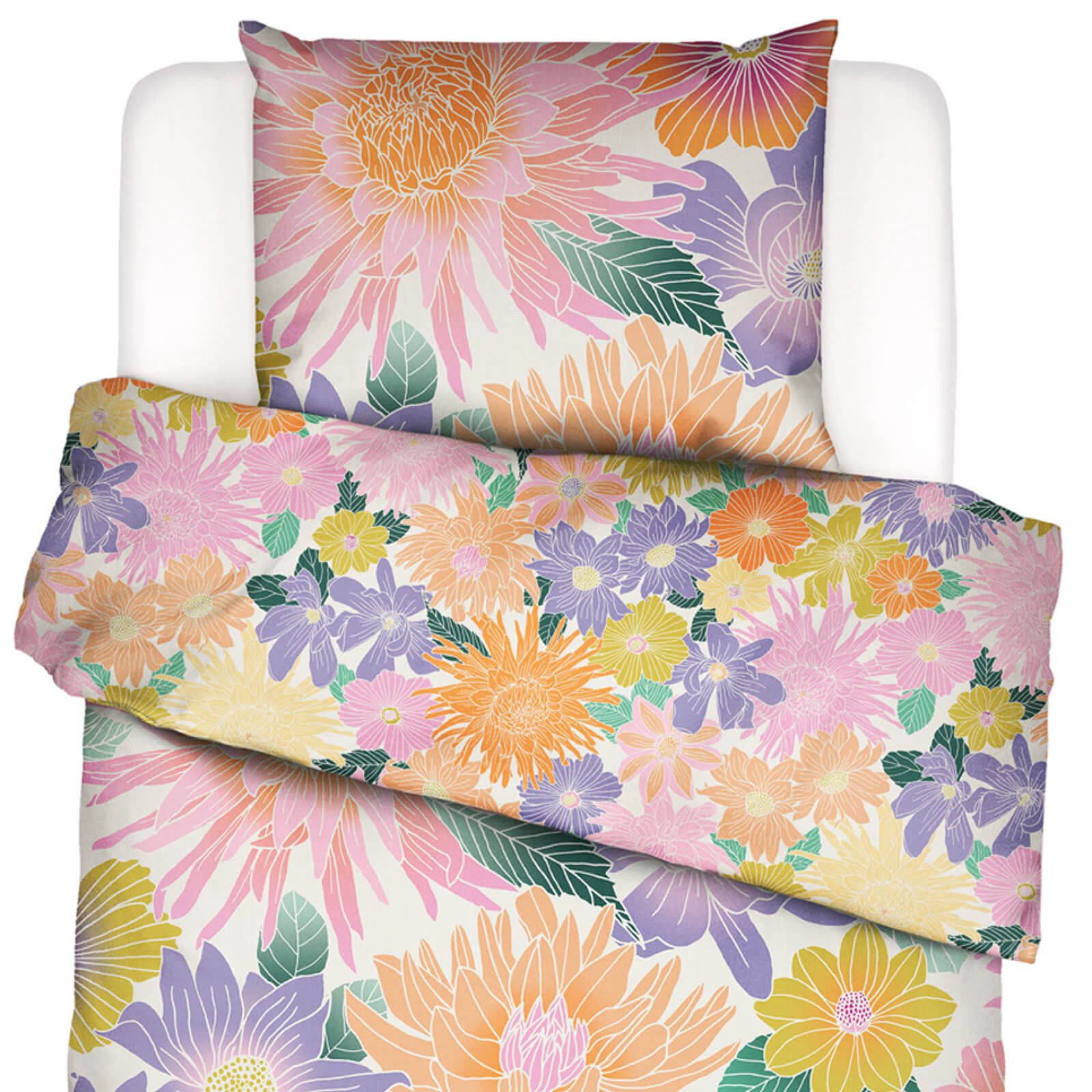 Essenza Bettwäsche Flower Fling Bright white, Perkal, 2 teilig, Floral, Blumig