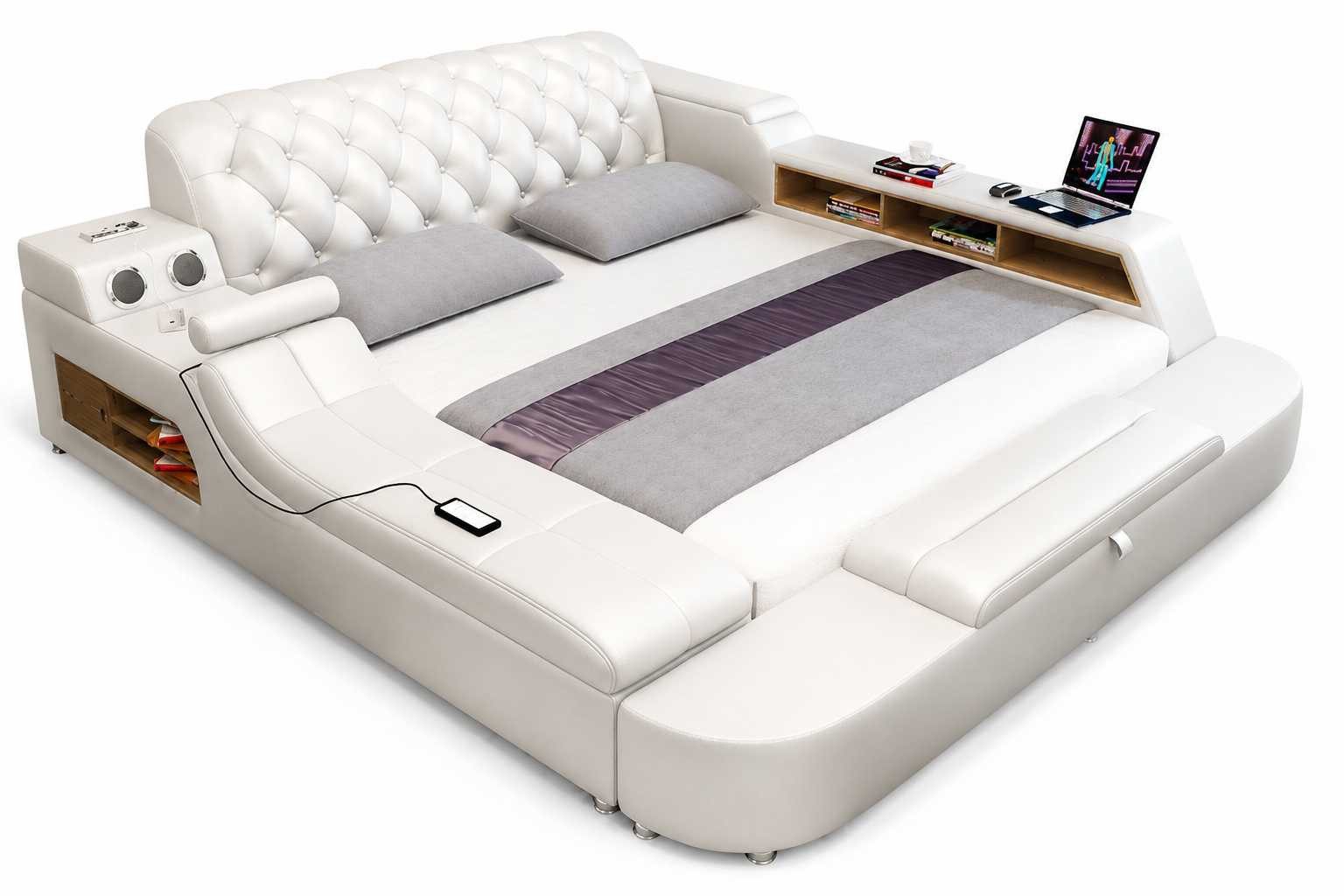 JVmoebel Polsterbett Chesterfield Schlafzimmerbett Weiß modern mit Kopfteil und Komfort, Made in Europa