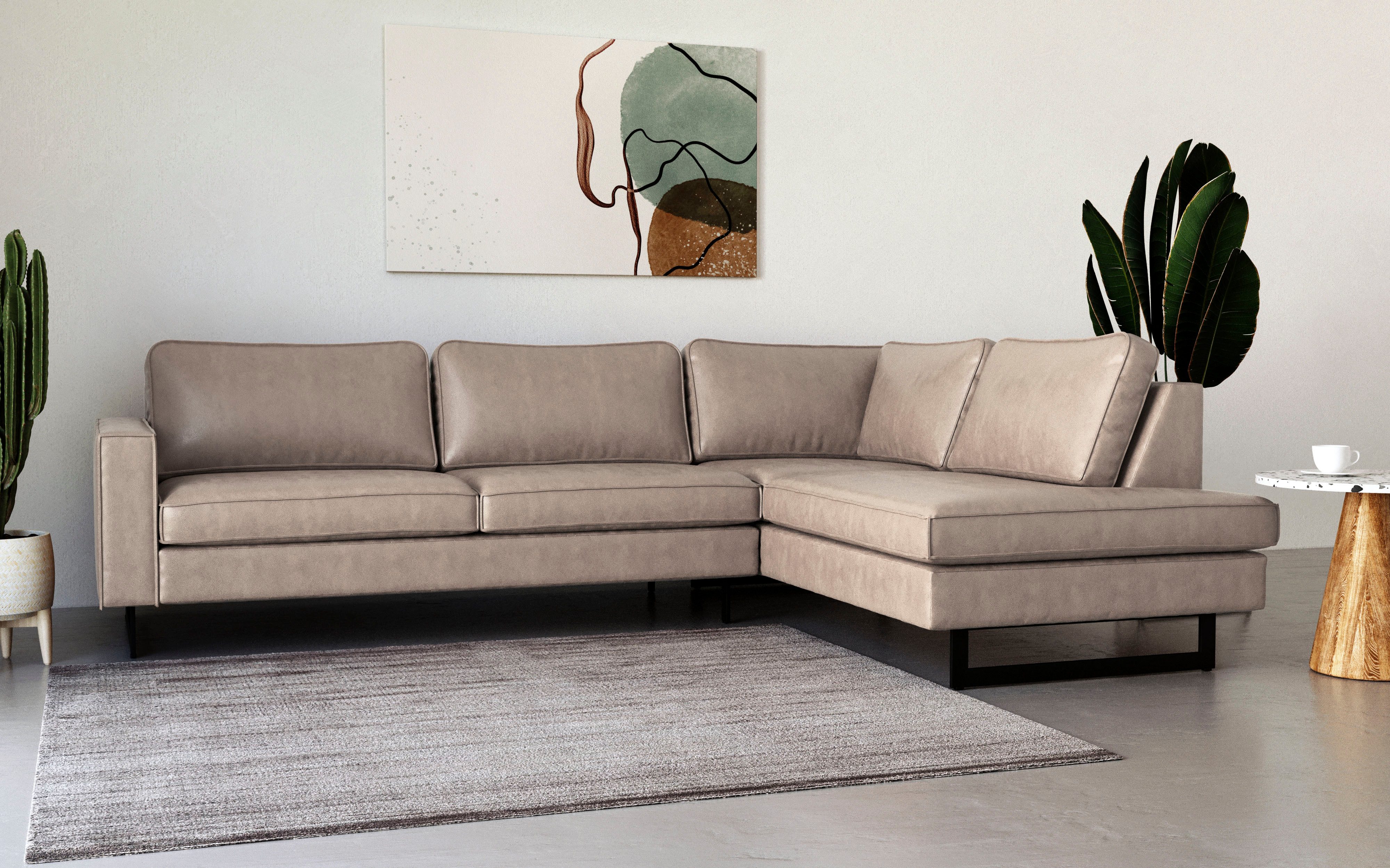 Places of Style Ecksofa "Pinto, 290 cm, Cord, Chenille, Lederoptik, Ottoman günstig online kaufen