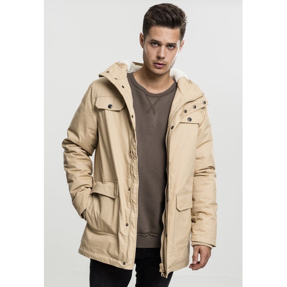 URBAN CLASSICS Parka Heavy Cotton Parka - beige - XL mit Kapuze
