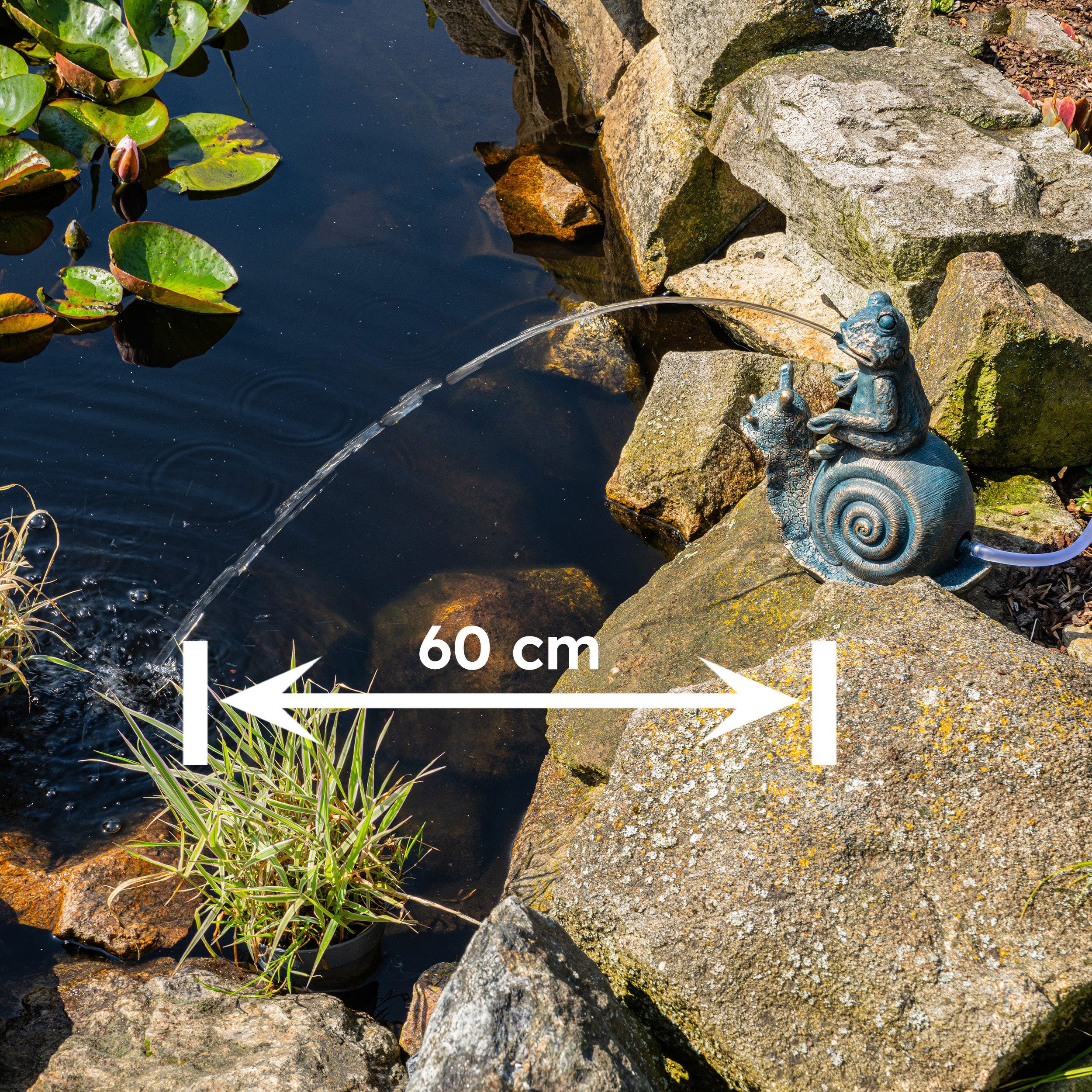 esotec Wasserspeier Figur Lilly und Nelly, 24,5x14,5cm Schlauch 2m Altkupfer-Design 100775 (Komplettset)