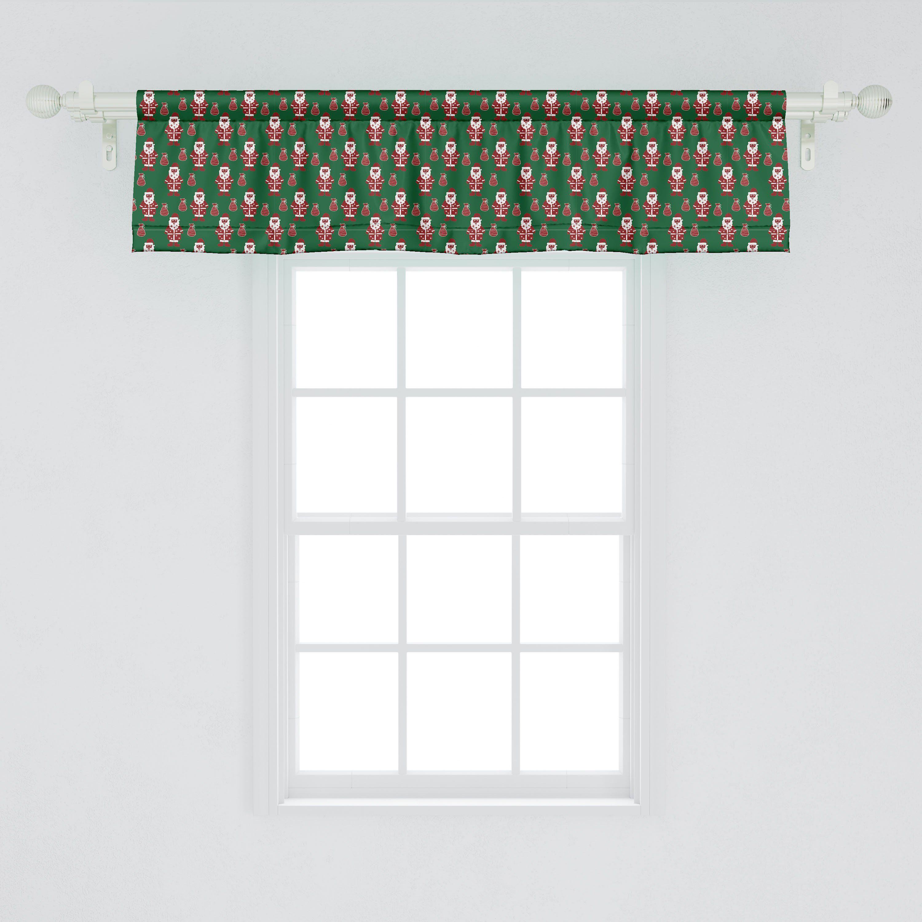 Scheibengardine Vorhang Volant Weihnachtsmann Abakuhaus, Küche Dekor Präsens für Geometrisch Schlafzimmer Microfaser, Stangentasche, mit