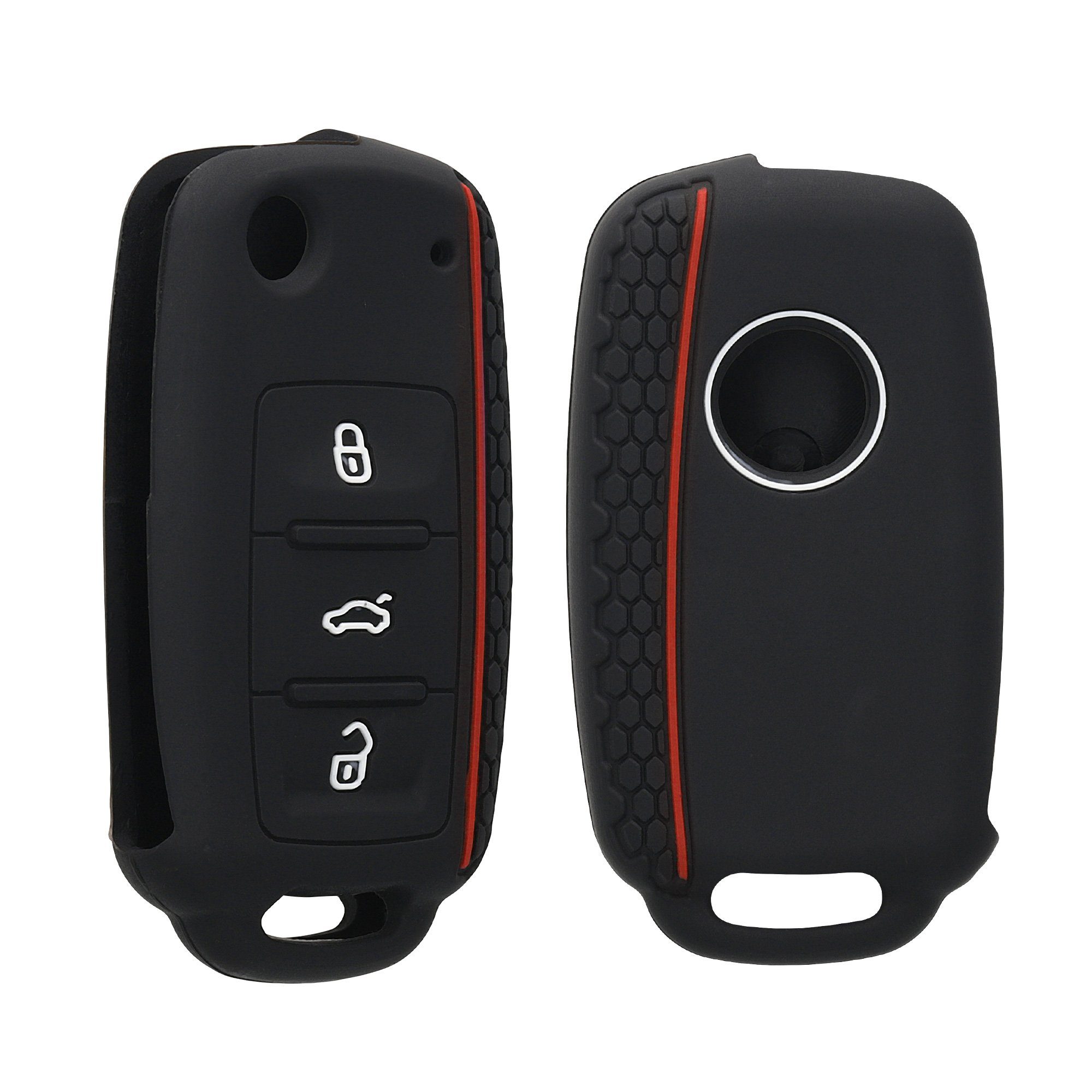 Case Schlüsseltasche Silikon Schlüsselhülle für Skoda Autoschlüssel Schwarz VW kwmobile Hülle Seat, Schlüssel Cover