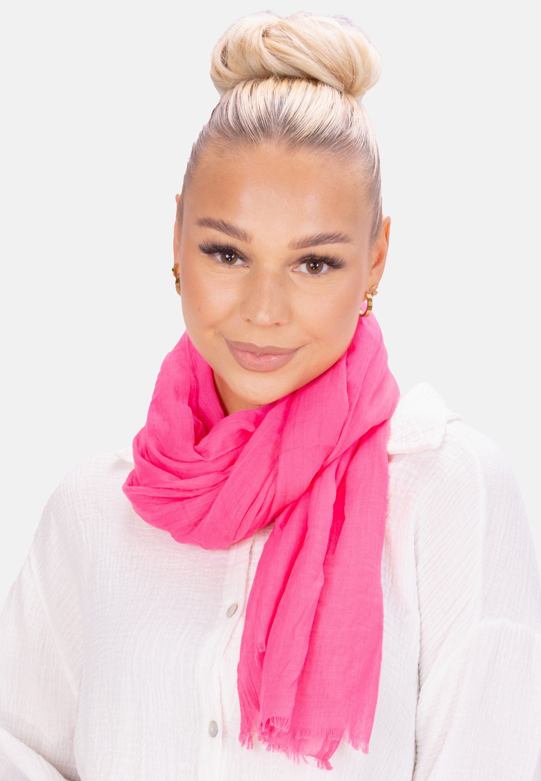 Seasons of April Seidenschal Alessandra Schal, Elegant, dünn, leicht & weich: Uni Damen Schal mit kurzen Fransen – Bild 3 von 3