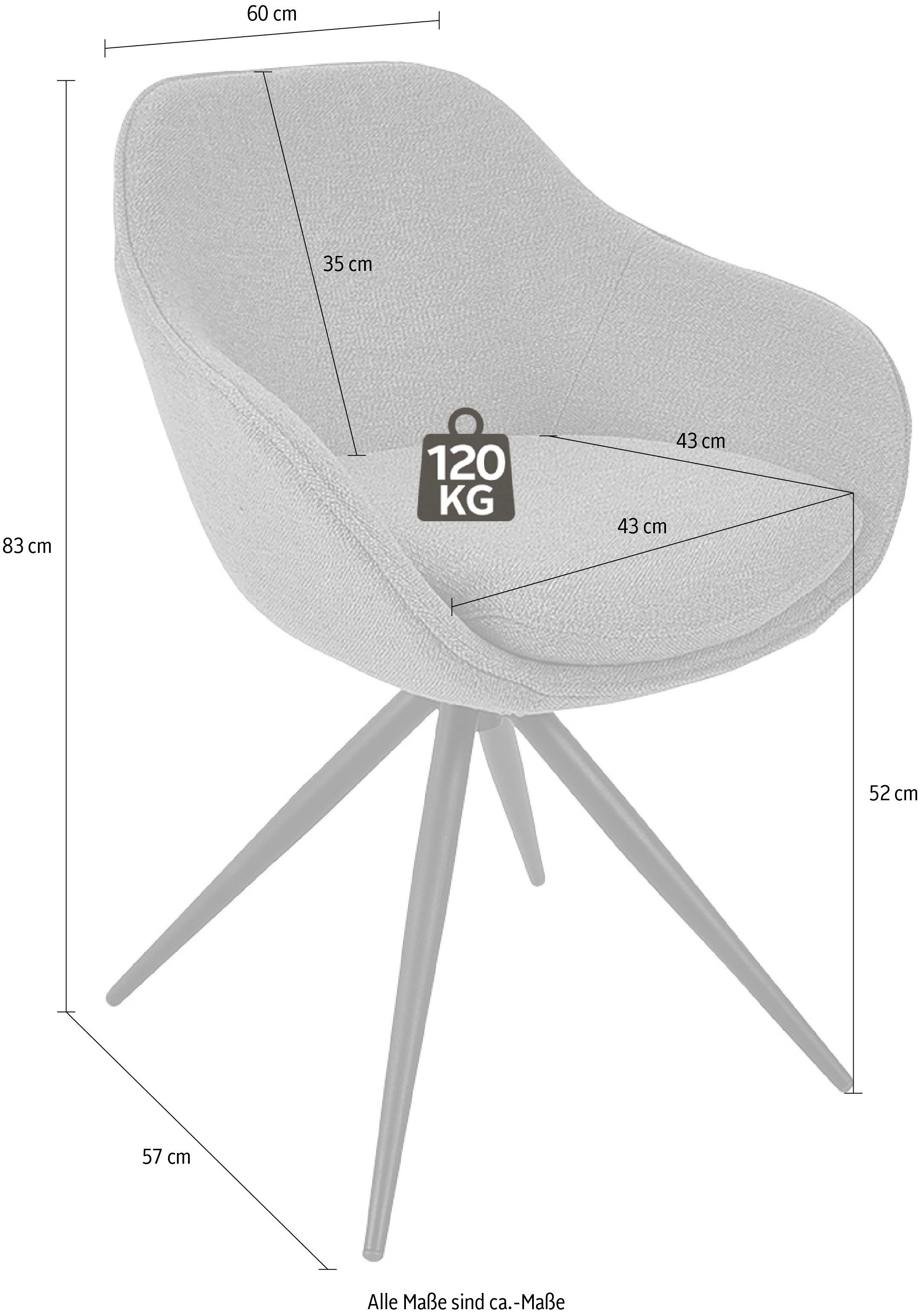 K+W Komfort & Wohnen 4-Fuß Gestell Drehstuhl aus Drehstuhl ZOOM, schwarz Metall mit Struktur