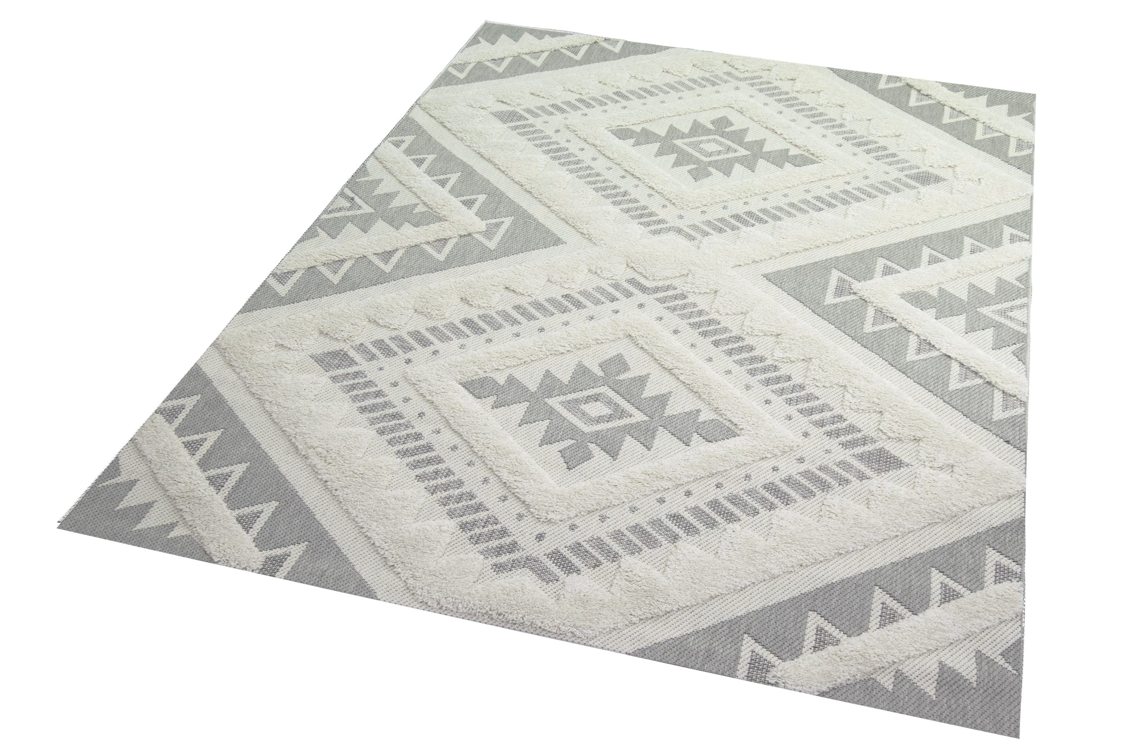 Carpetia Teppich In- & Outdoor Diele Wintergarten Terrasse Rautenmuster grau creme, rechteckig, Höhe: 8 mm