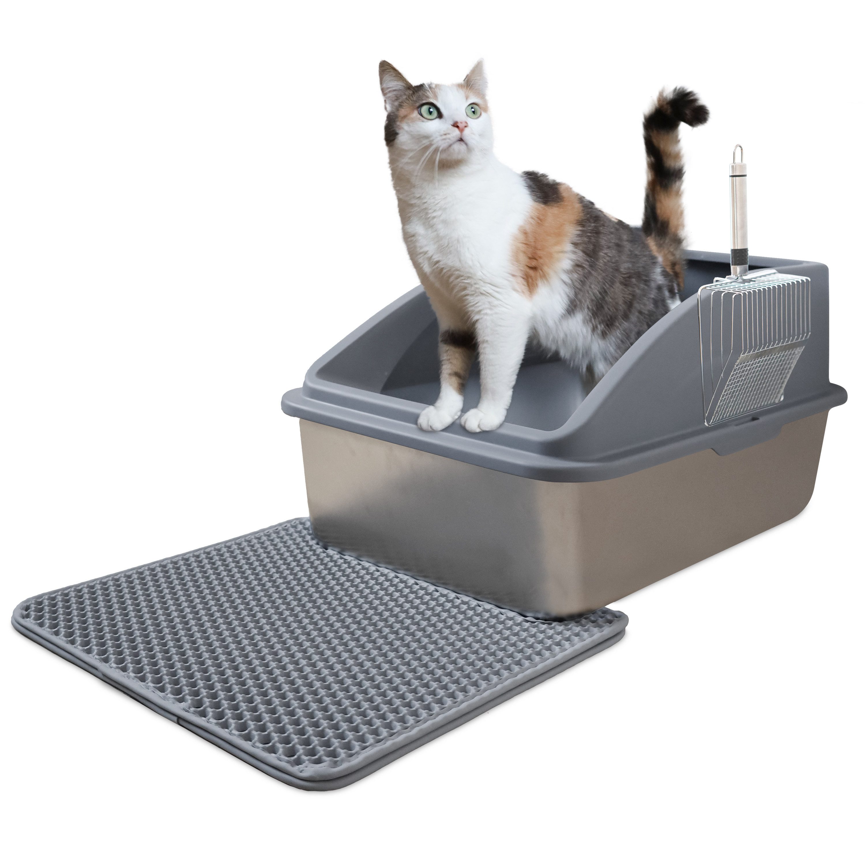 LINUMA Katzentoilette Edelstahl inkl. Streumatte & Schaufel Katzenklo hygie günstig online kaufen