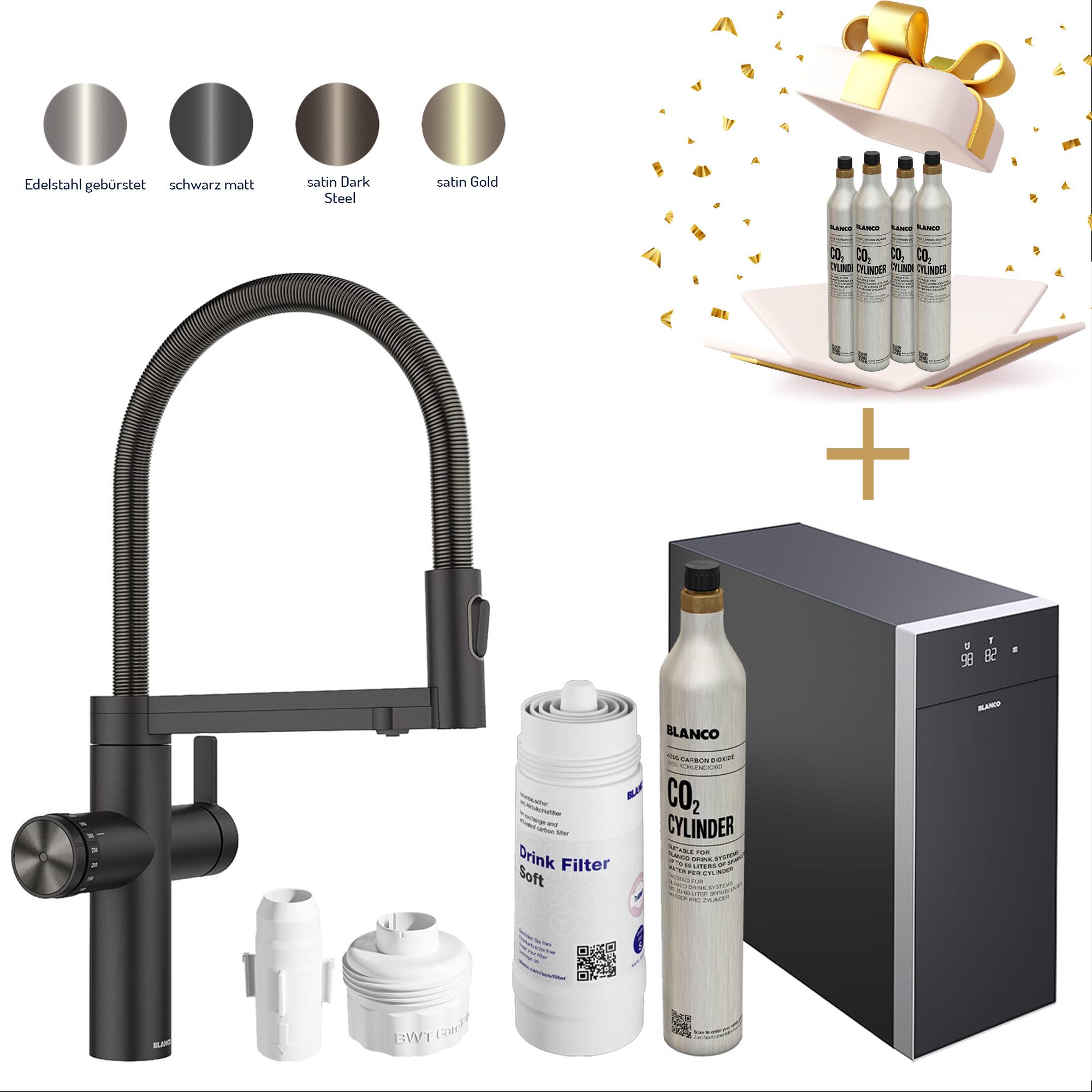 Blanco Küchenarmatur Trinkwasserarmatur Choice Icona + Kühl- & CO₂-Einheit Choice.All