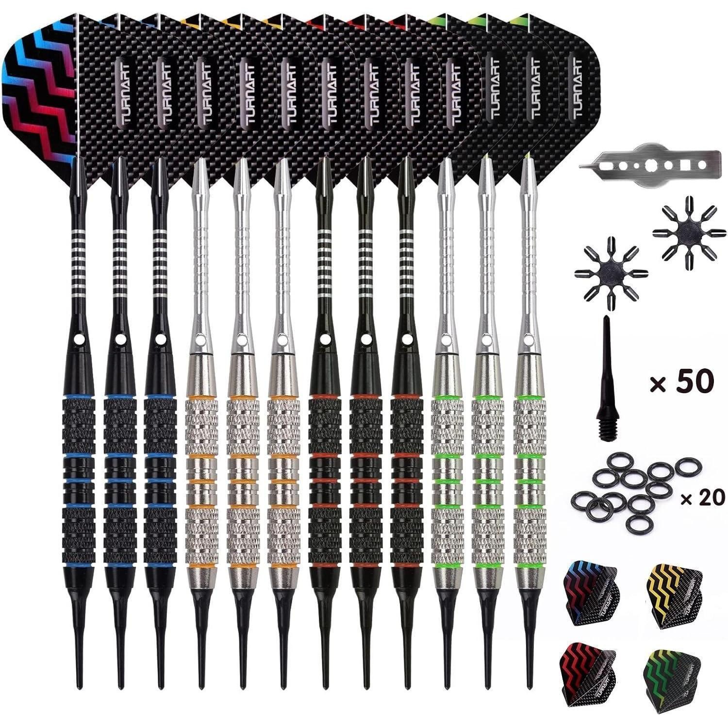 LuxusKollektion Softdarts Dartpfeile Kunststoffspitze 9 Stück mit Zubehörset 18g