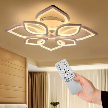 OULENBIYAR Deckenleuchte 80W LED Deckenlampe aus Metall Dimmbar Wohnzimmer mit Fernbedienung, LED fest integriert, kaltweiß, neutralweiß, warmweiß, in Blumenförmiges Design, für Wohnzimmer Schlafzimmer Küche Flur