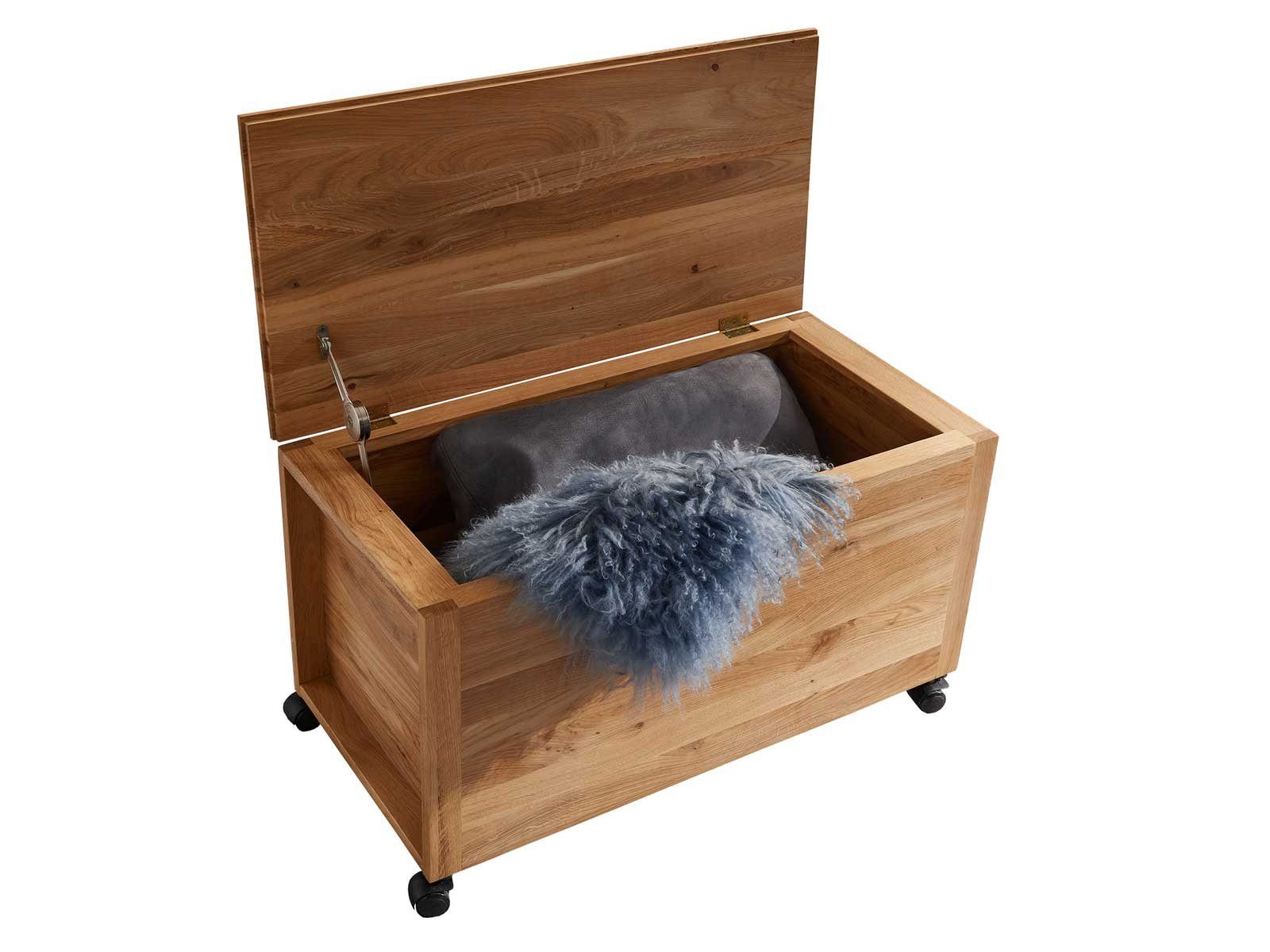 Casamia Truhentisch Truhe Spielzeugtruhe Garderobentruhe 80x40x40 cm Aufbewahrungstruhe Piccolino Wildeiche massiv. € 344,95