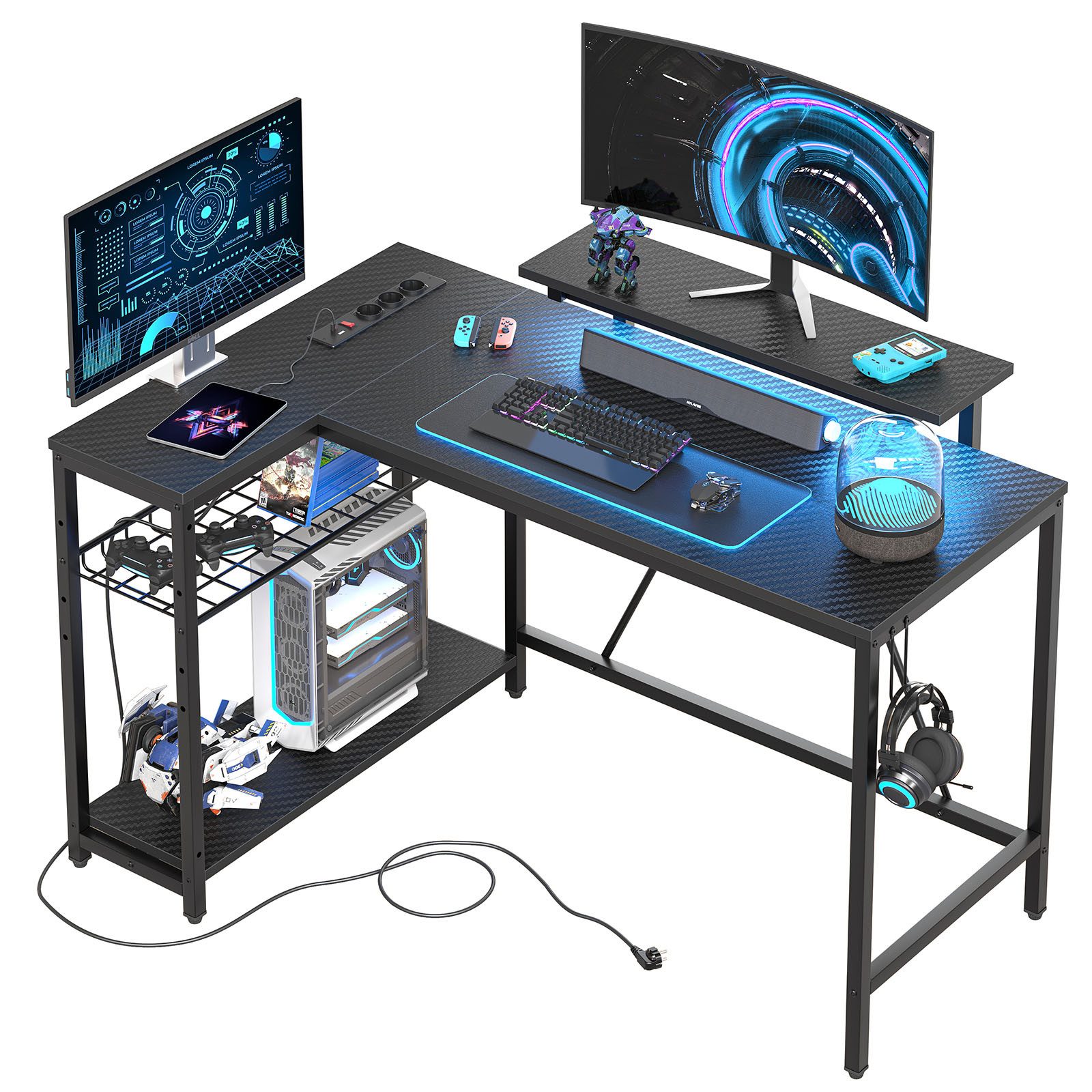 Bestier Gamingtisch L-förmiger Gaming Schreibtisch, 122x82cm Schreibtisch m günstig online kaufen