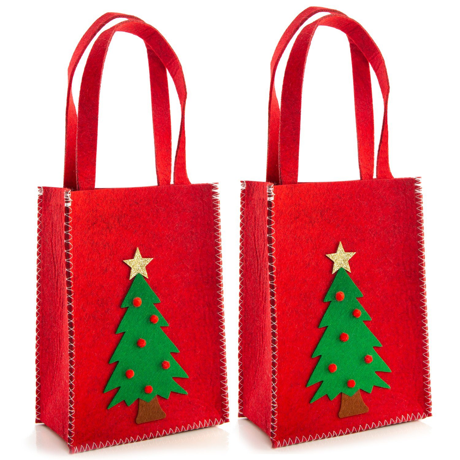 Logbuch-Verlag Geschenkbox 2 rote Weihnachtstaschen mit Henkel auz Filz (2 St), Weihnachten Filztaschen