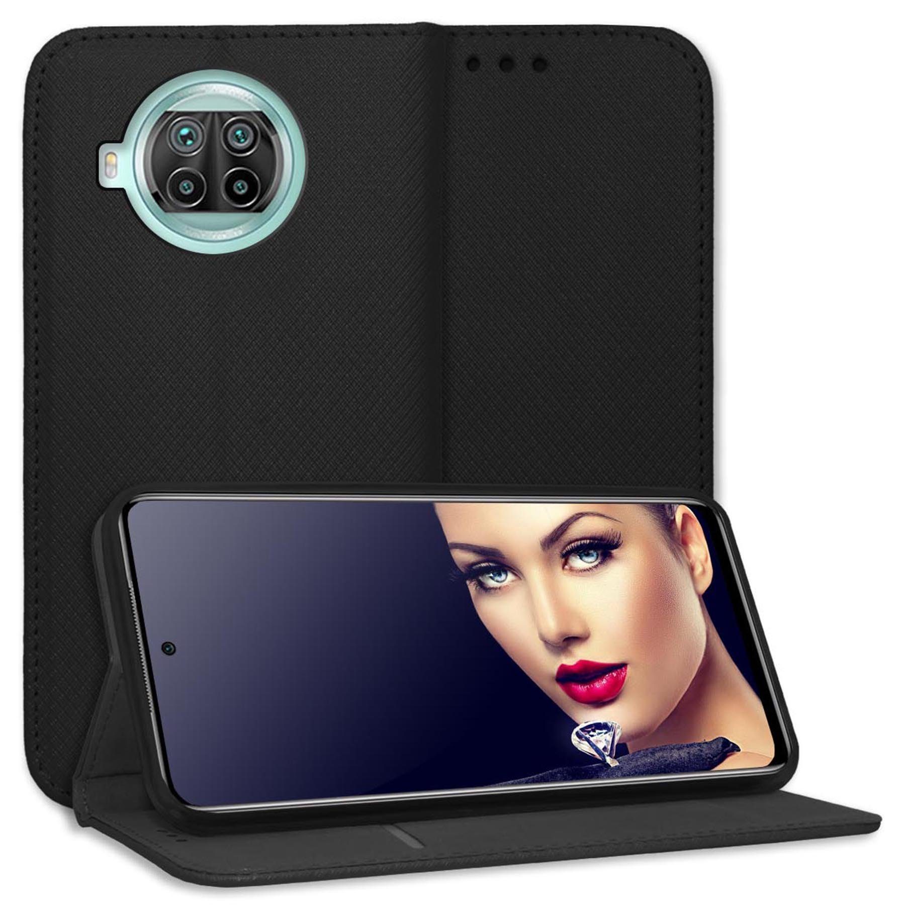 mtb more energy Smartphone-Hülle Smart Magnet für Xiaomi Mi 10T Lite/Redmi Note 9 Pro 5G, Schwarz, Bookstyle Klapphülle Cover Wallet Case aus Kunstleder