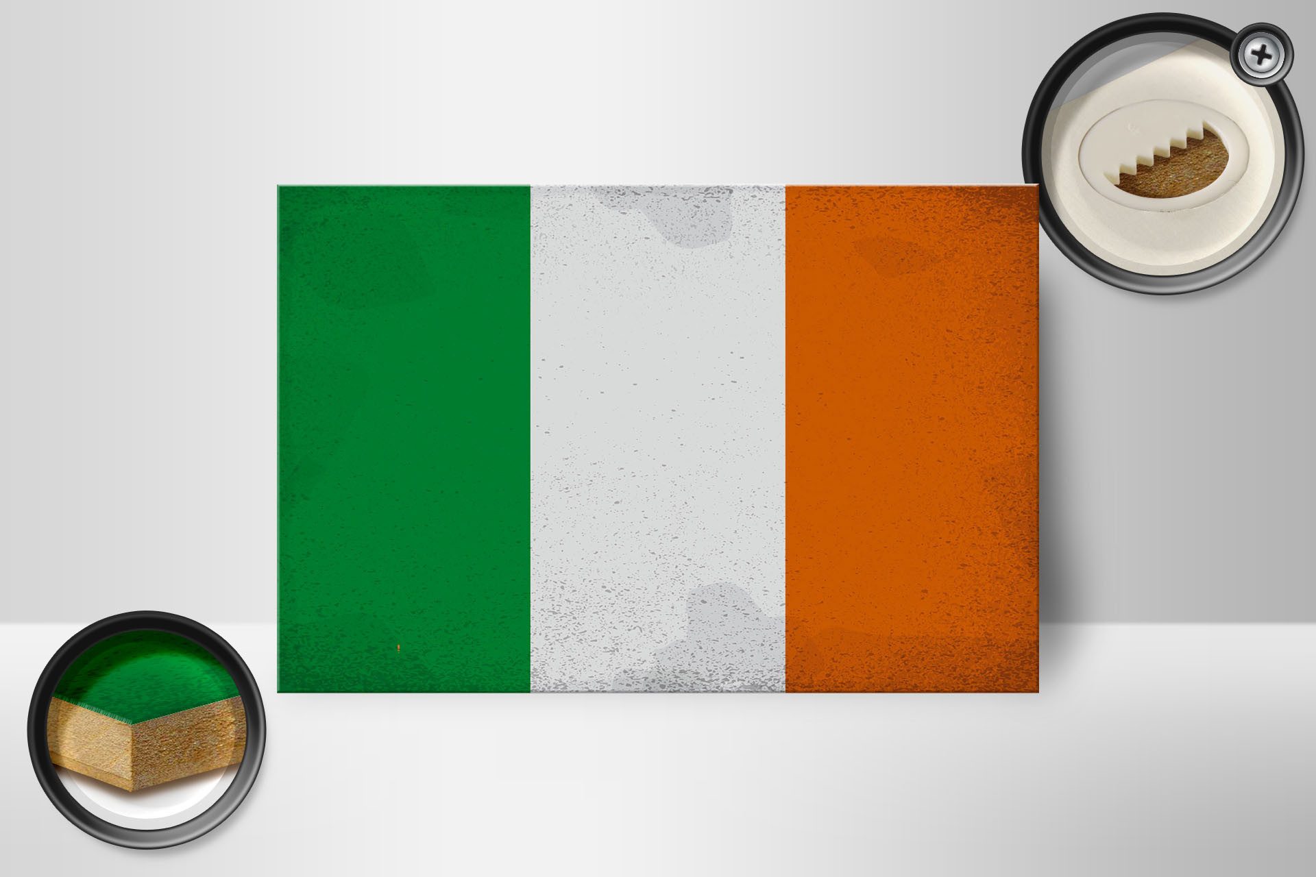 Femer GmbH Holzbild Flagge Irland 18x12 cm Flag of Ireland Vintage, Flaggen (1 St), Glatte Holzfaserplatte (MDF), vorn beschichtet