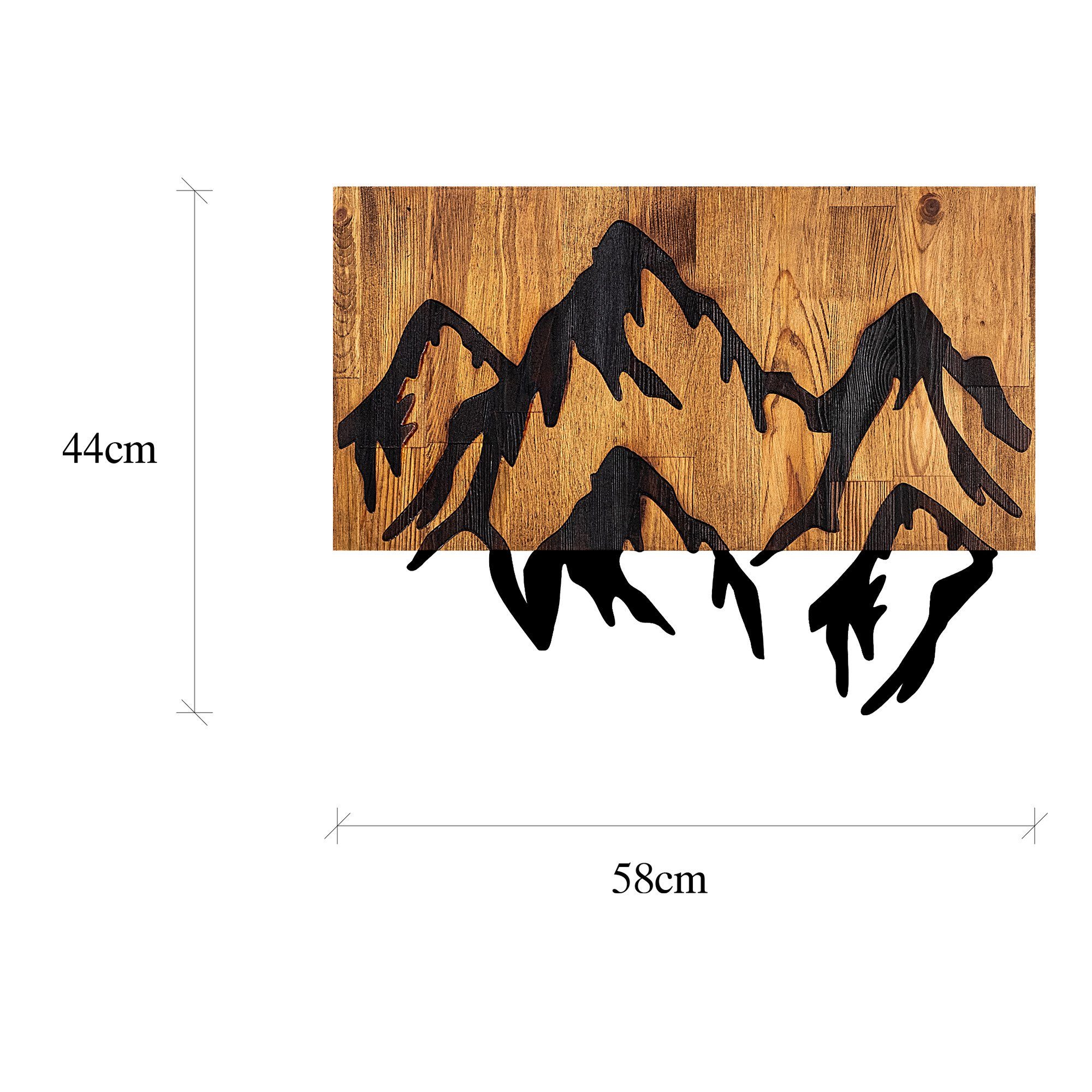 Wanddekoobjekt Holz SKL2201, x Schwarz, 44 3 cm, 58 100% Wallity x