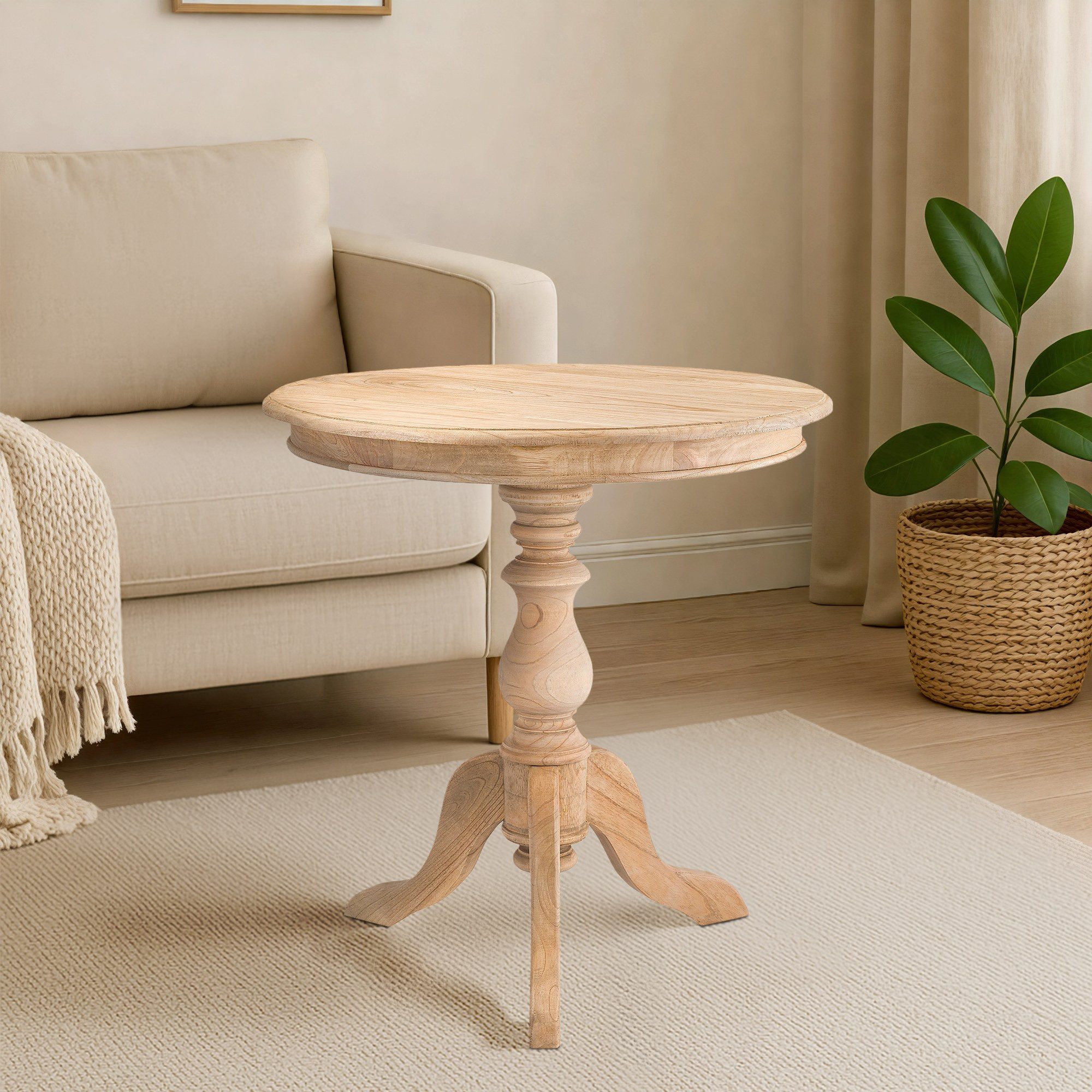 CLP Beistelltisch Wiva (1er), runder Tisch aus Mindiholz, 70 cm Durchmesser