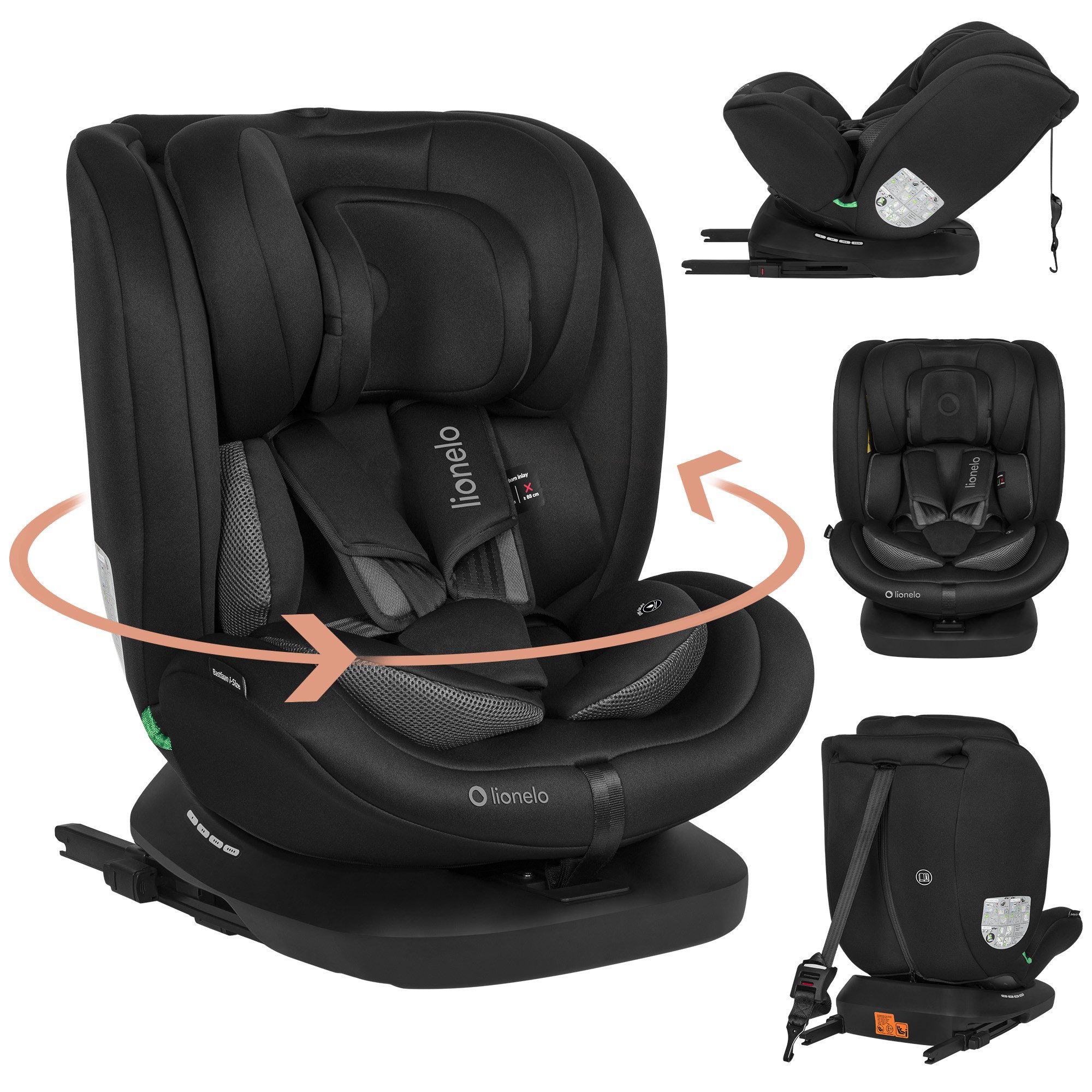 lionelo Autokindersitz BASTIAAN I-SIZE, ab: ab Geburt, bis: bis 12 Jahre, ab: 40,00 cm, bis: 150,00 cm, (Set), i-Size / 0-36 kg / Isofix + Top Tether