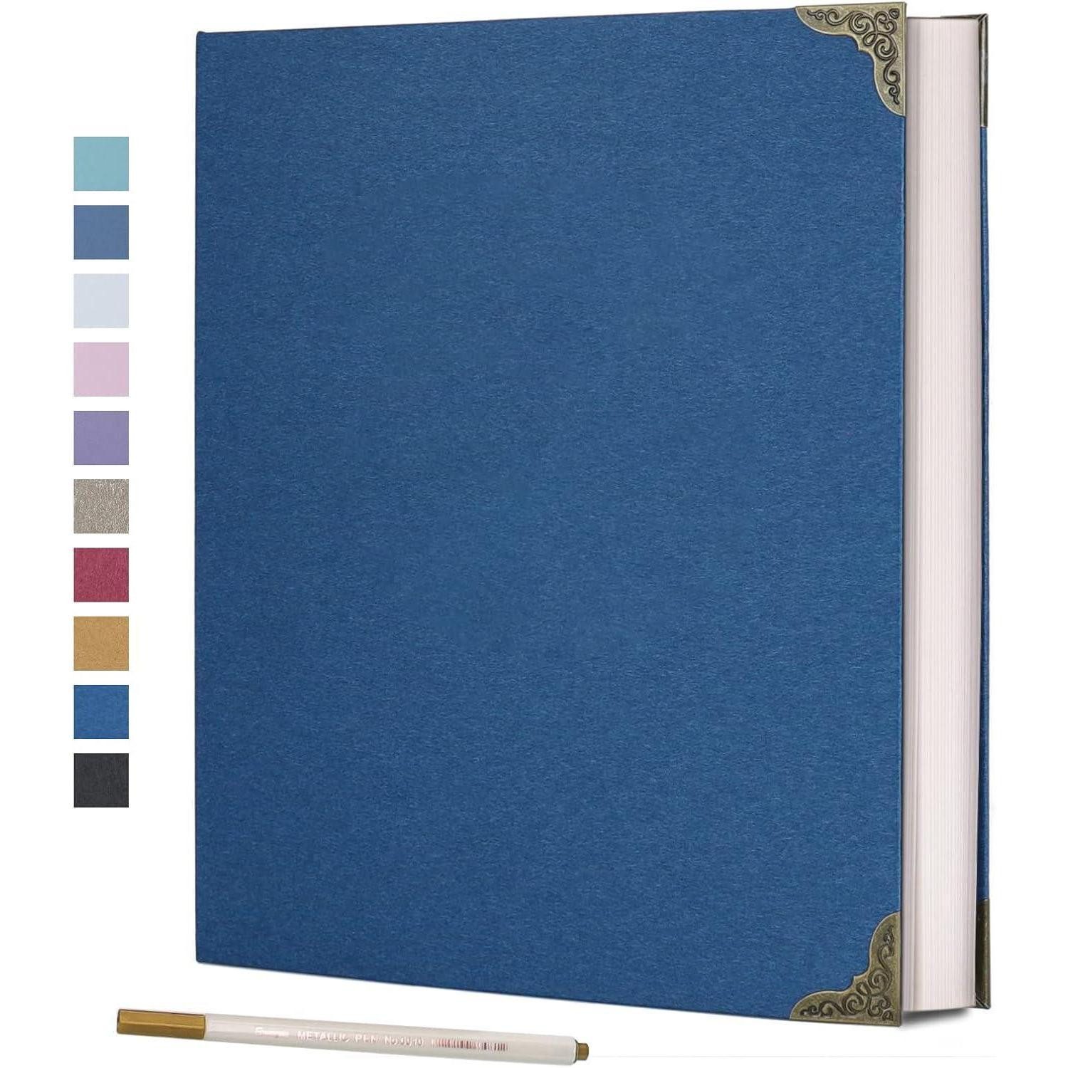 LuxusKollektion Fotoalbum Fotoalbum Selbstklebend Scrapbooking DIY 3 Ringe 23x27CM 40Seiten Blau
