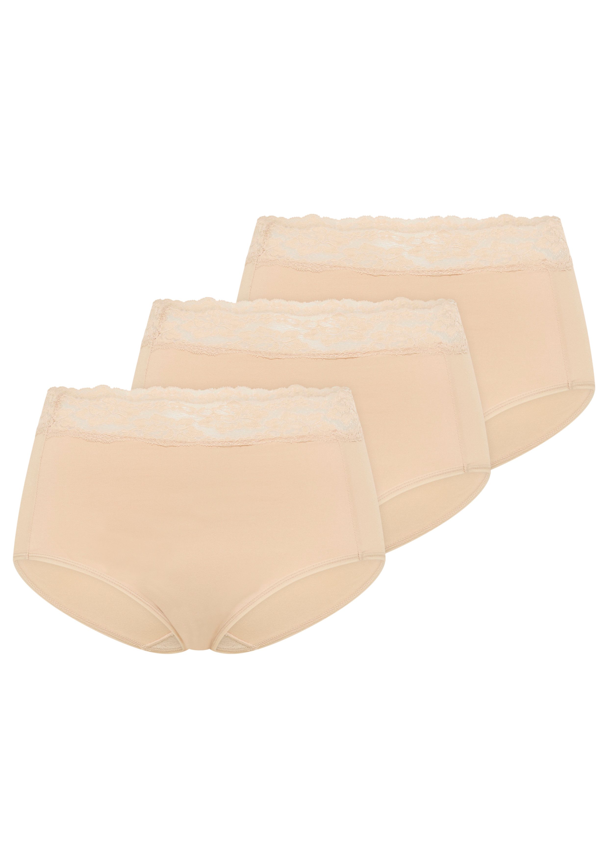 YSABEL MORA Shapingslip (3er Pack) Baumwollmix, elastisch, leichter Shape-Effekt, Spitze
