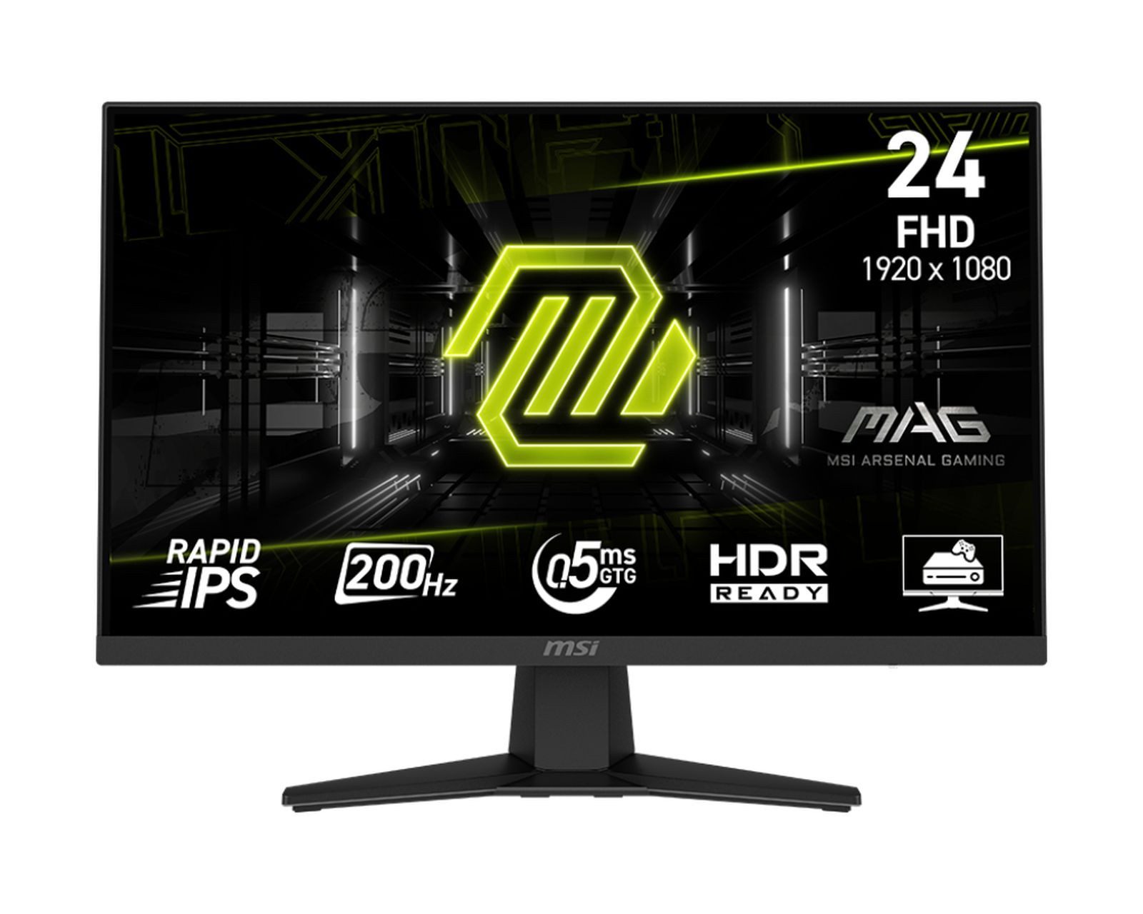 MSI MAG 244F - LED - Gaming - 61 cm (24) (23.8" sichtbar) - 1920 x 1080 F TFT-Monitor (1920 x 1080 px, Full HD, 0,5 ms Reaktionszeit, 200 Hz, Rapid IPS)
