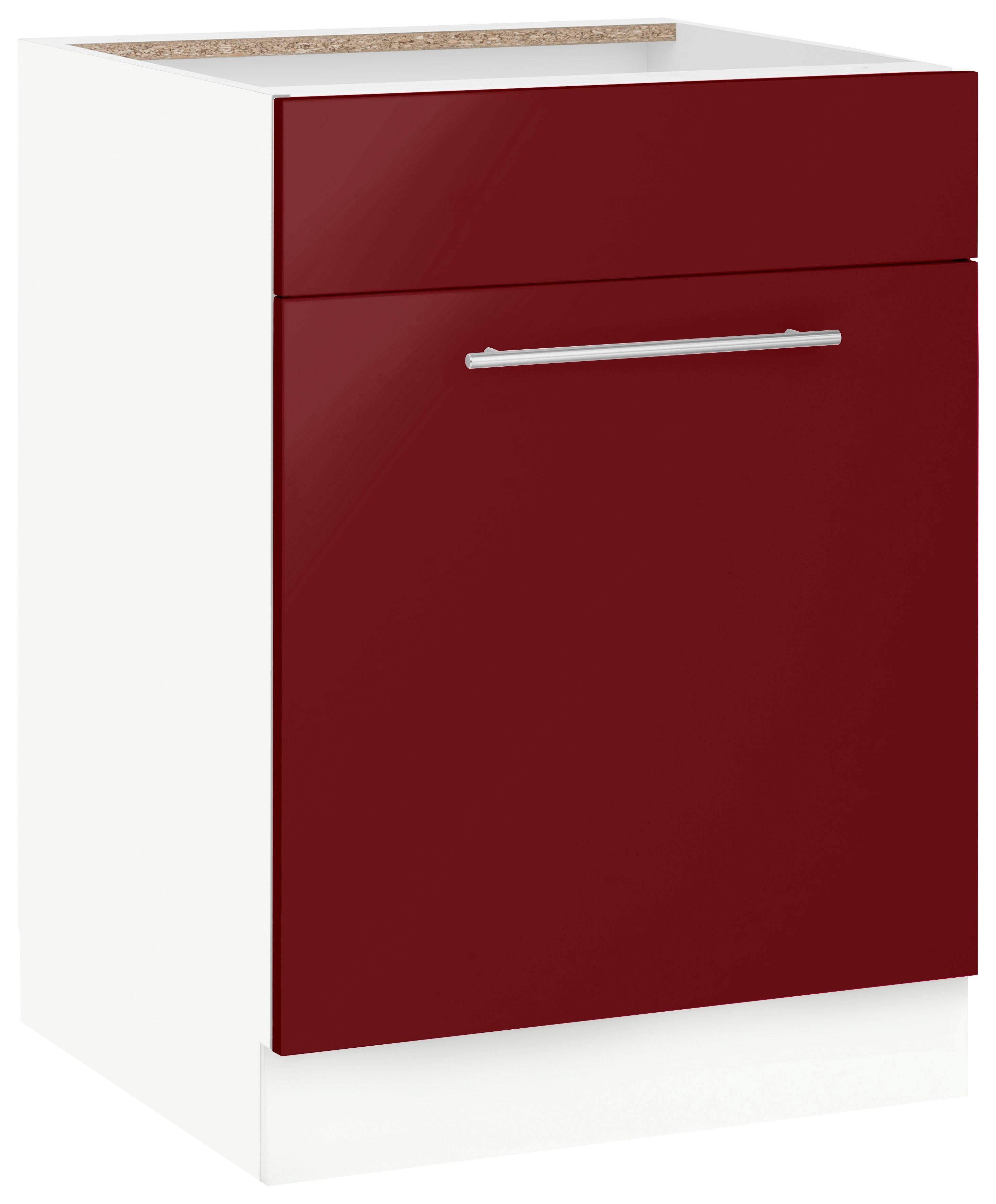 wiho Küchen Spülenschrank Flexi2 Breite 60 cm rot Glanz/weiß